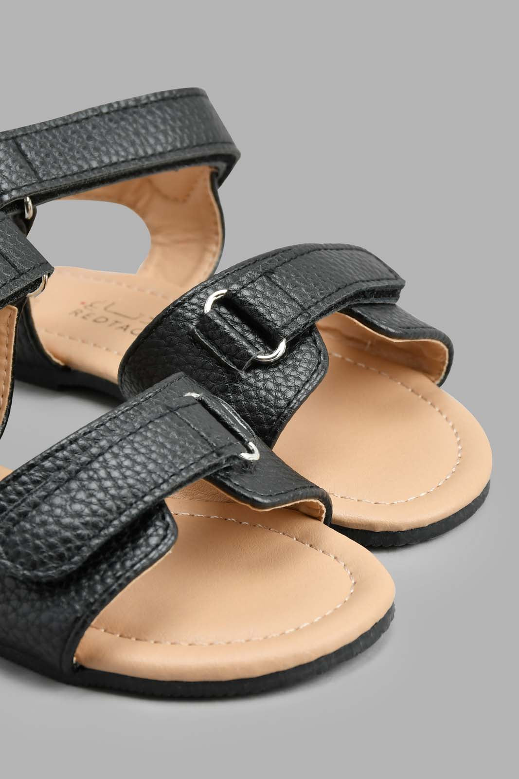 Redtag-Black-Double-Velcro-Strap-Sandal-Sandals-Infant-Boys-1 to 3 Years