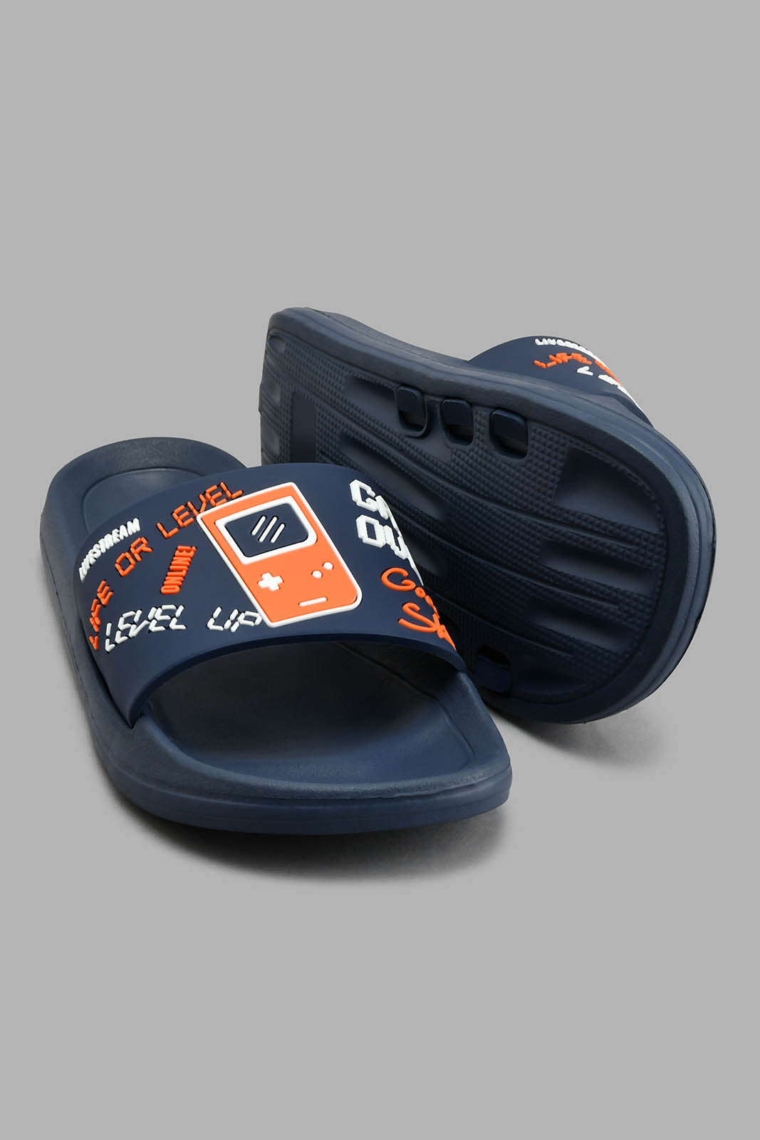 Redtag-Navy-Gamepad-Slide-BSR-Flip-Flops,-Colour:Navy,-Filter:Boys-Footwear-(5-to-14-Yrs),-New-In,-New-In-BSR-FOO,-Non-Sale,-S22A,-Section:Kidswear-Senior-Boys-5 to 14 Years