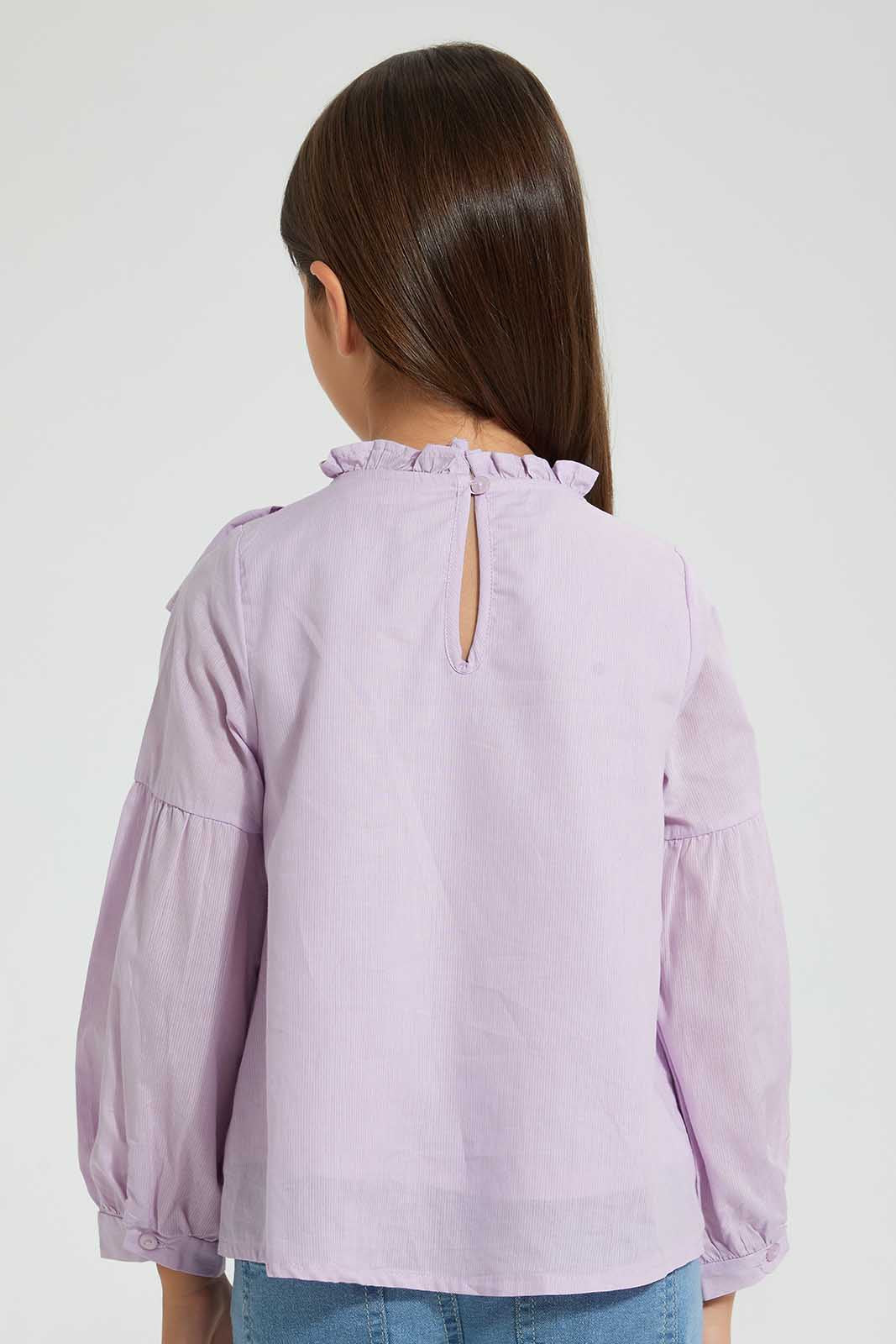 Redtag-Lilac-Textured-Blouse-Blouses-Girls-2 to 8 Years