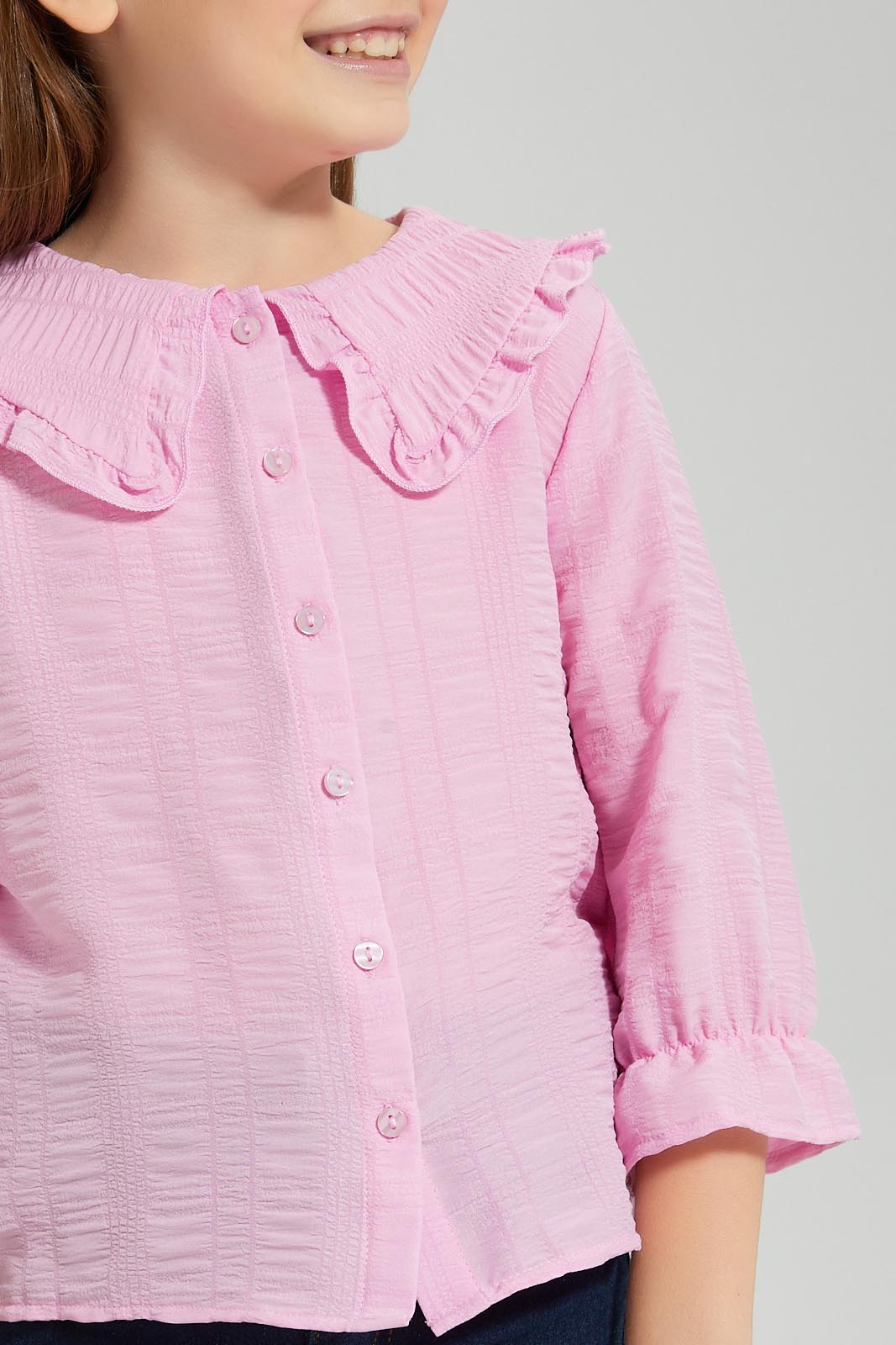 Redtag-Pink-Textured-Blouse-Colour:Pink,-Filter:Girls-(2-to-8-Yrs),-Girls-Blouses,-New-In,-New-In-GIR,-Non-Sale,-S22A,-Section:Kidswear-Girls-2 to 8 Years