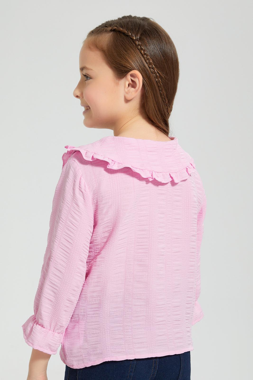 Redtag-Pink-Textured-Blouse-Colour:Pink,-Filter:Girls-(2-to-8-Yrs),-Girls-Blouses,-New-In,-New-In-GIR,-Non-Sale,-S22A,-Section:Kidswear-Girls-2 to 8 Years