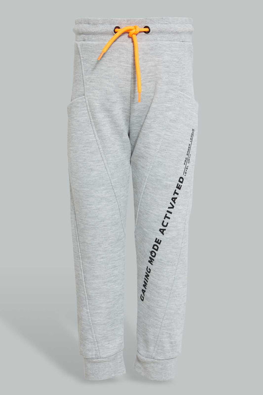Grey Printed Jogger For Baby Boys
