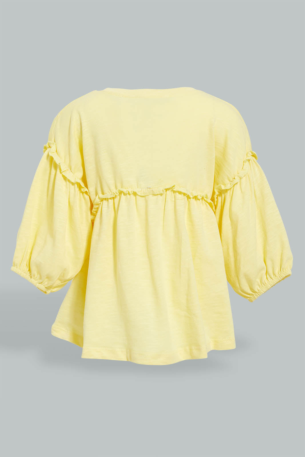 Redtag-Yellow-Long--Solid-Sleeve-Jersey-Top-Blouses-Infant-Girls-3 to 24 Months