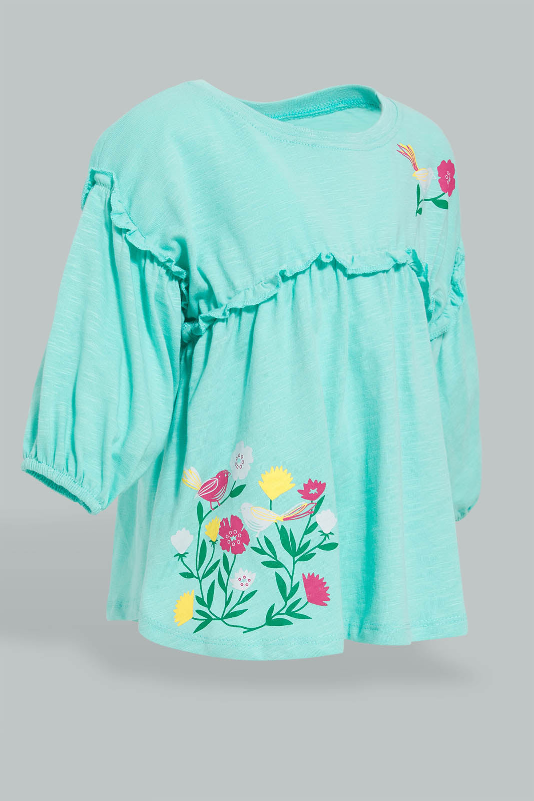 Redtag-Mint-Long-Sleeve--Printed-Jersey-Top-Colour:Mint,-Filter:Infant-Girls-(3-to-24-Mths),-Infant-Girls-Blouses,-New-In,-New-In-ING,-Non-Sale,-S22A,-Section:Kidswear,-TBL-Infant-Girls-3 to 24 Months