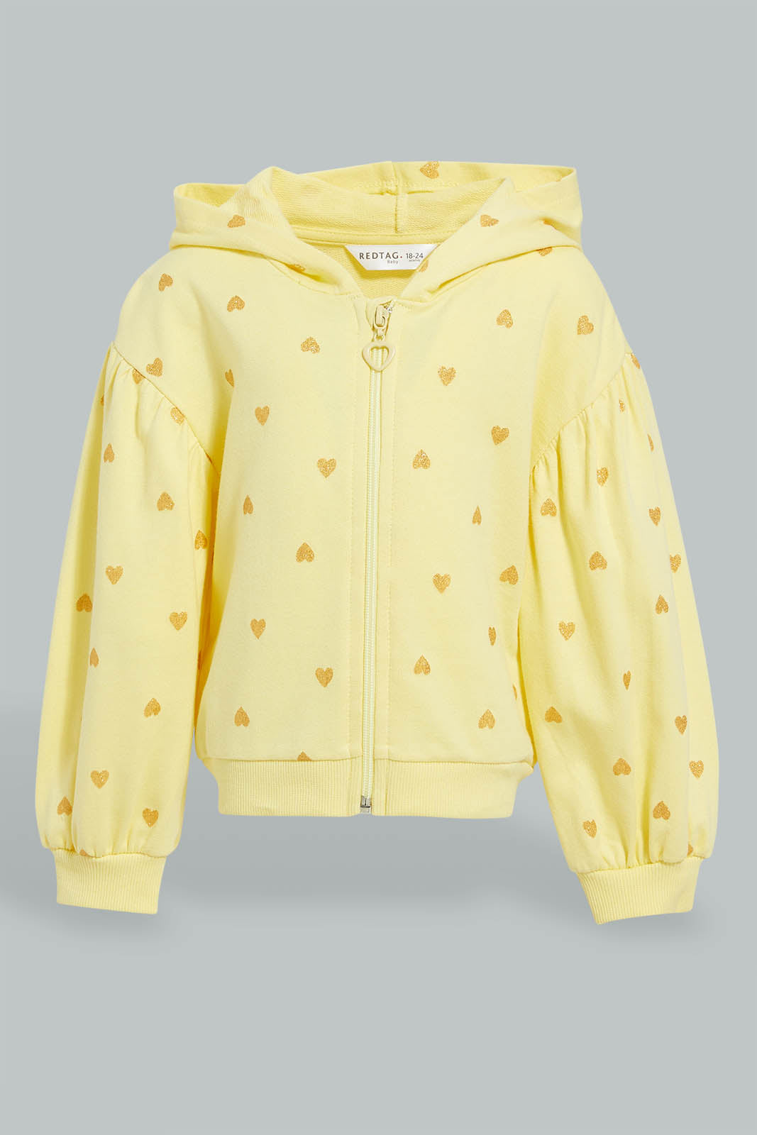 Redtag-Yellow-Hooded-Sweat-Top-Sweatshirts-Infant-Girls-3 to 24 Months