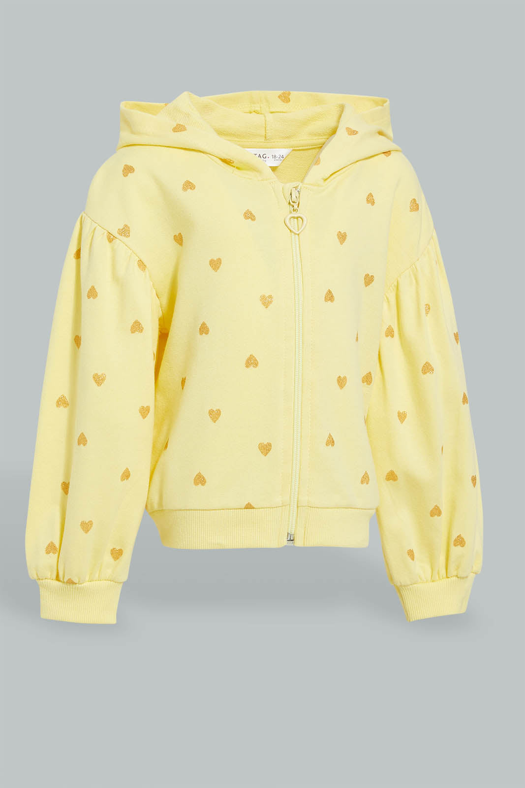 Redtag-Yellow-Hooded-Sweat-Top-Sweatshirts-Infant-Girls-3 to 24 Months