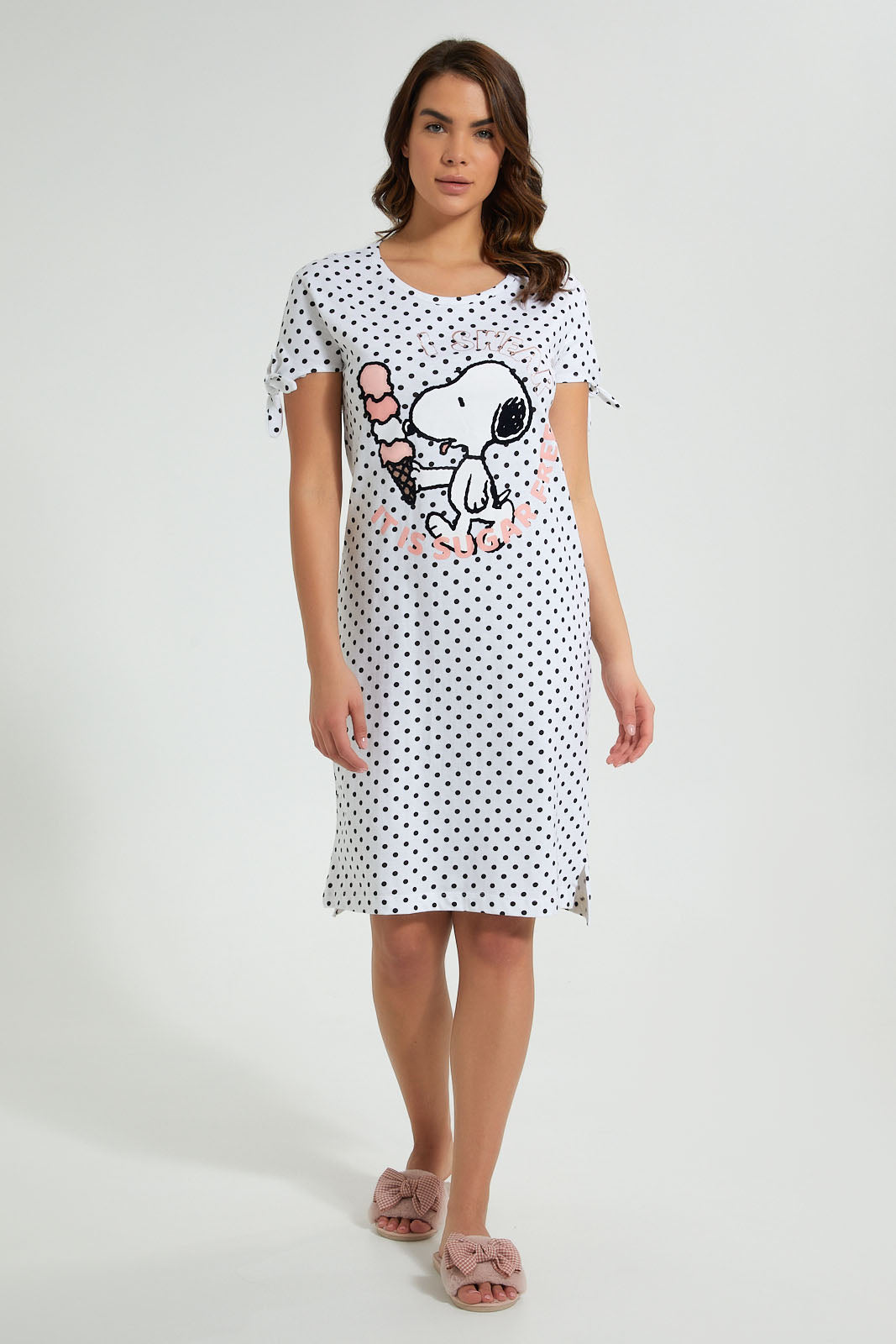 Redtag-White-Snoopy-Printed-Nightshirt-Nightshirts-Women's-