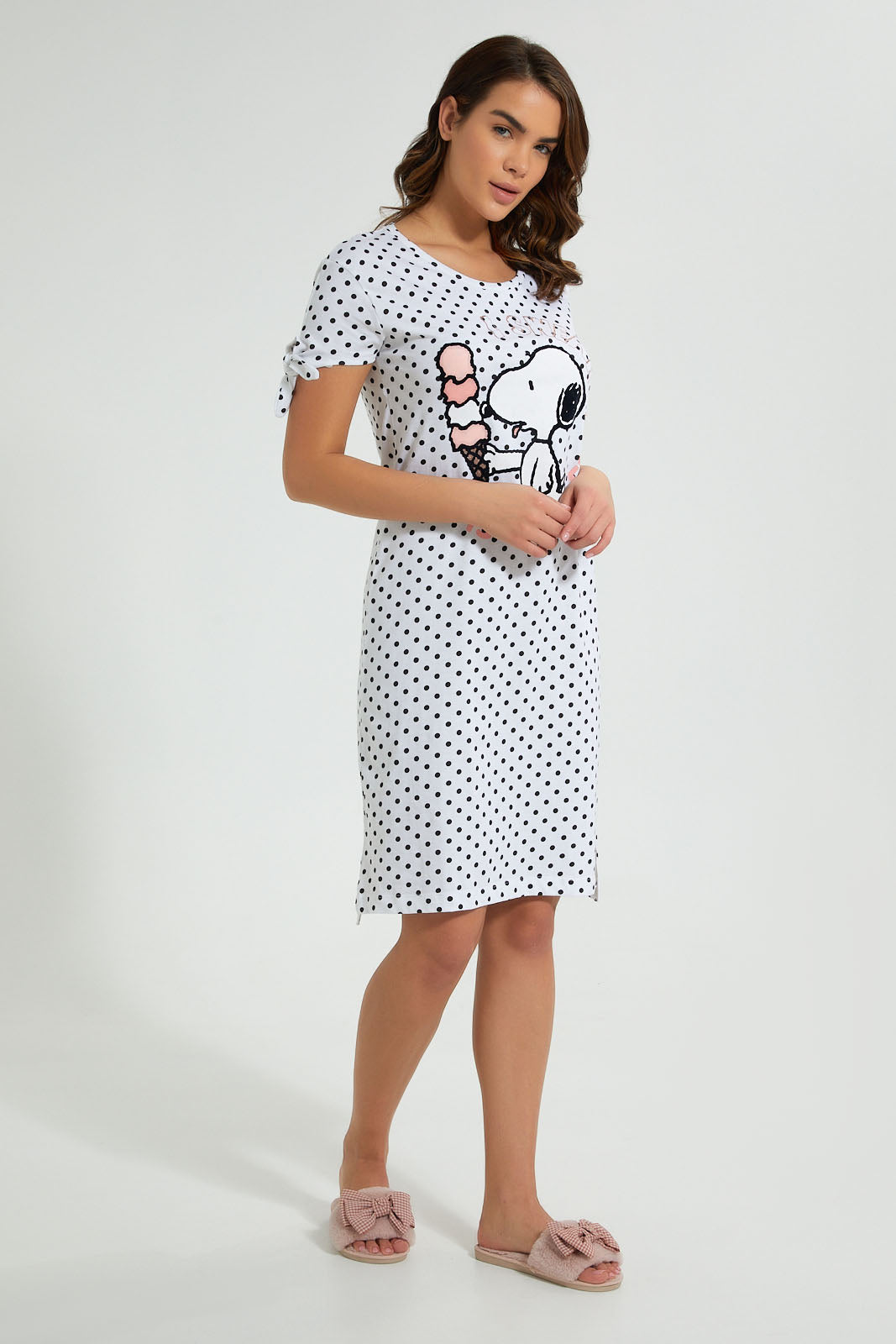 Redtag-White-Snoopy-Printed-Nightshirt-Nightshirts-Women's-