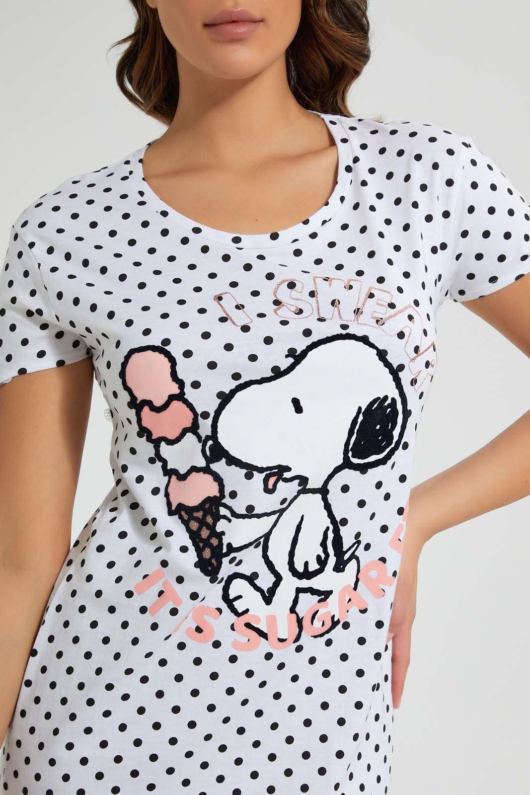 Redtag-White-Snoopy-Printed-Nightshirt-Nightshirts-Women's-