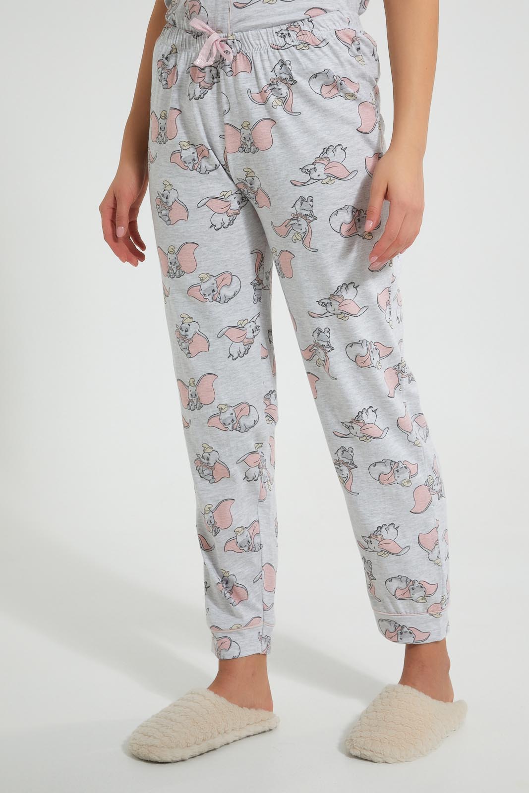 Redtag-Grey-Melange-Dumbo-Printed-Pyjama-Set-Pyjama-Sets-Women's-