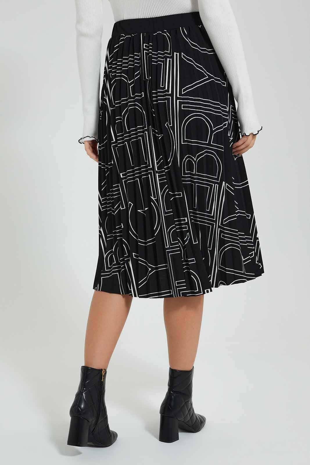 Redtag-Black-Printed-Pleated-Skirt-Celebrity-Skirts,-Colour:Black,-Filter:Women's-Clothing,-New-In,-New-In-LDC,-Non-Sale,-S22A,-Section:Women-Women's-