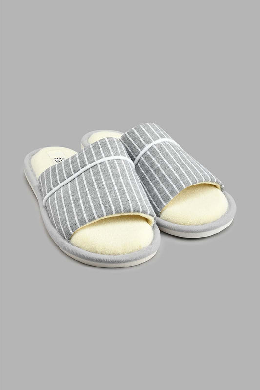 Redtag-Grey-Checkered-Slipper-Colour:Grey,-Filter:Men's-Footwear,-Men-Slippers,-New-In,-New-In-Men-FOO,-Non-Sale,-S22B,-Section:Men-Men's-