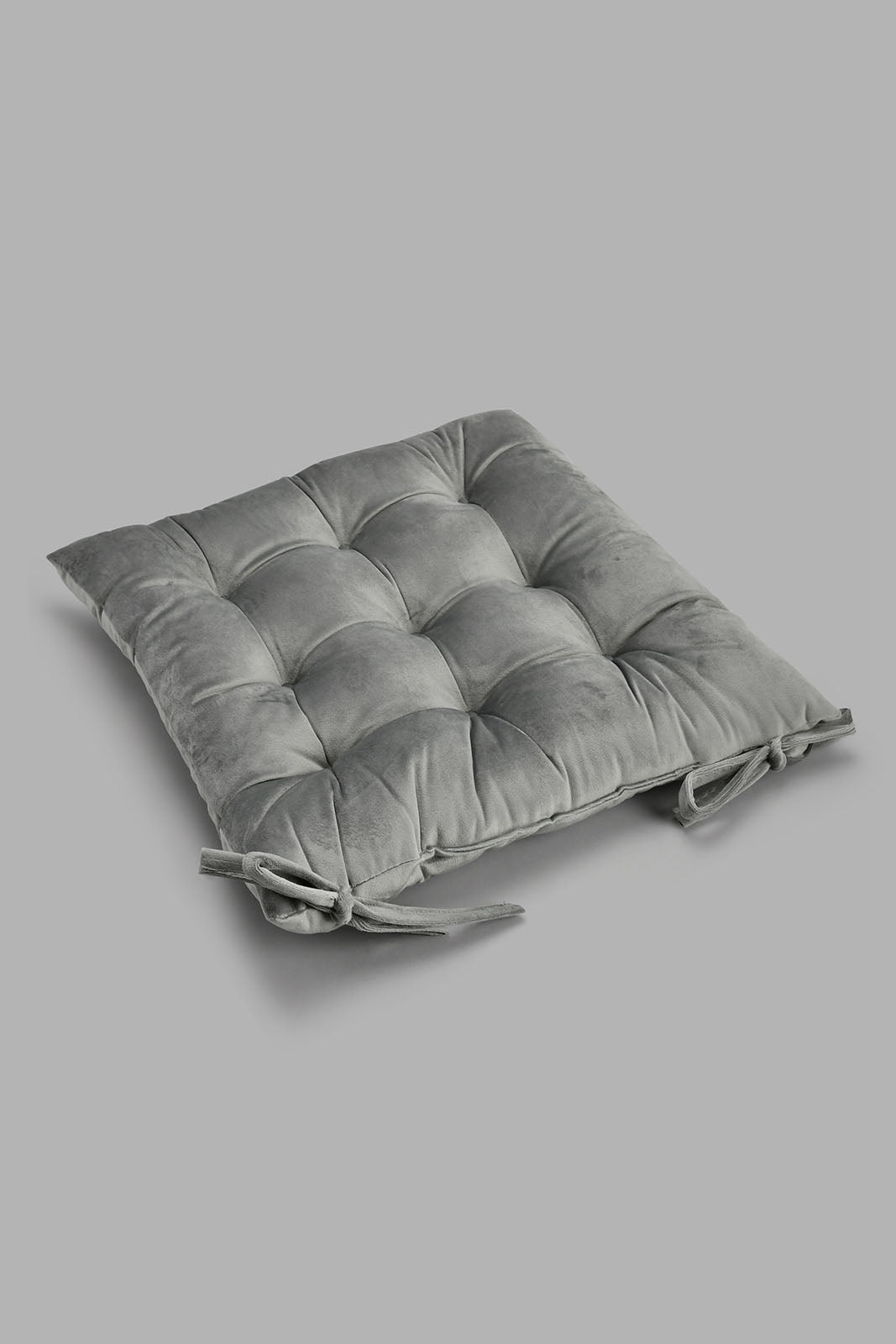 Redtag-Grey-Velvet-Chair-Pad-Chair-Pads-Home-Bedroom-