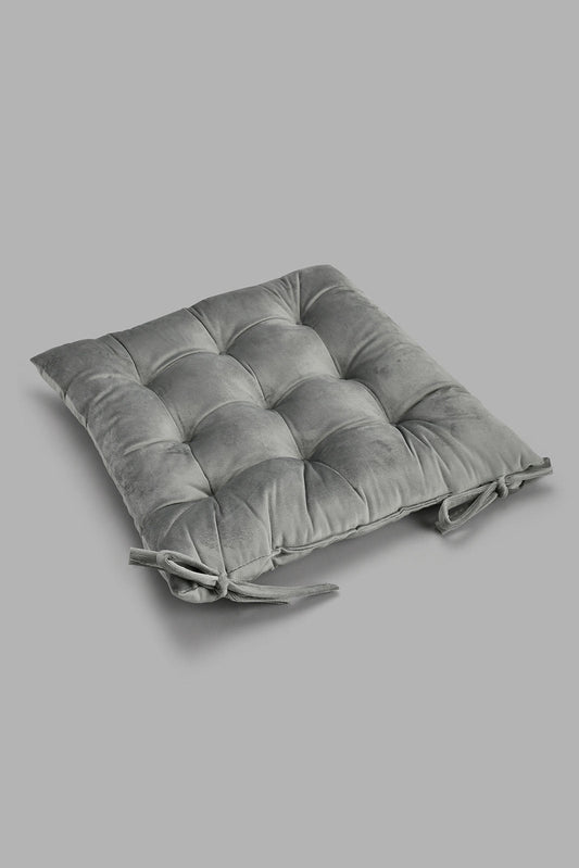 Redtag-Grey-Velvet-Chair-Pad-Chair-Pads-Home-Bedroom-