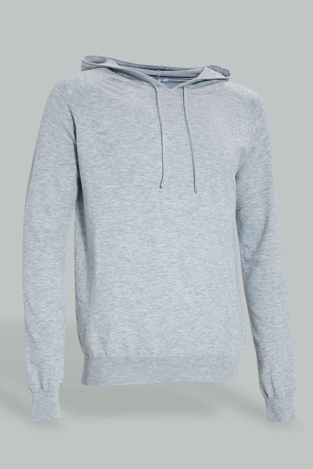 Redtag-Mid-Grey-Cashmire-Like-Hoody-Sweater-Cardigans-Men's-