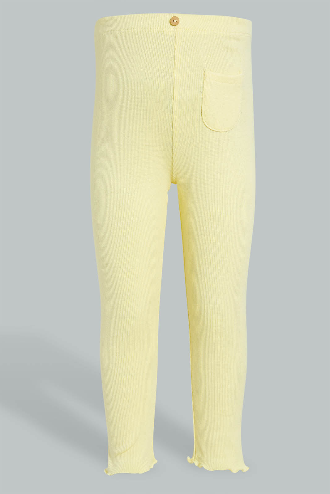 Redtag-Yellow-Solid-Ribbed-Legging-Leggings-Infant-Girls-3 to 24 Months