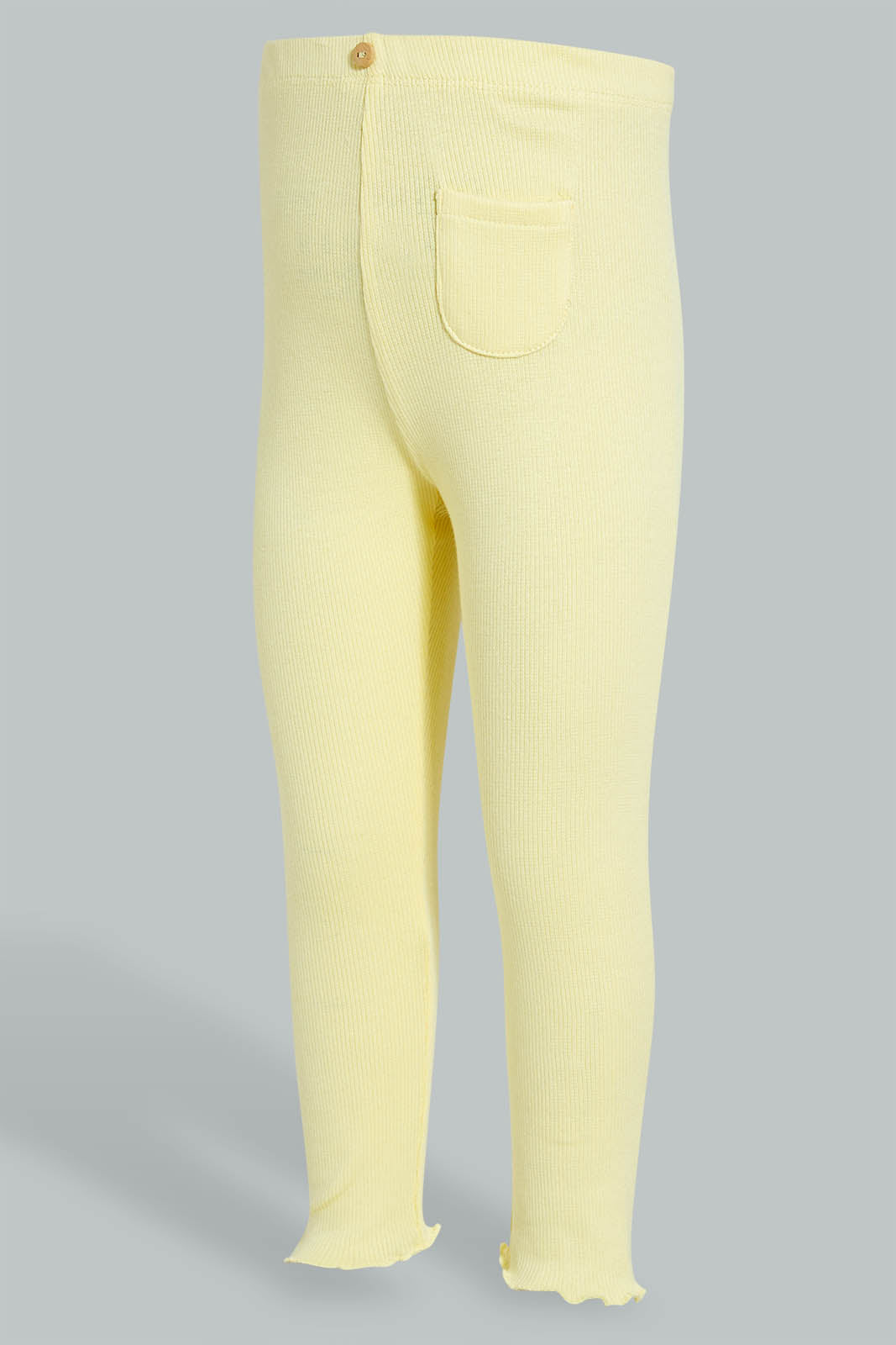 Redtag-Yellow-Solid-Ribbed-Legging-Leggings-Infant-Girls-3 to 24 Months