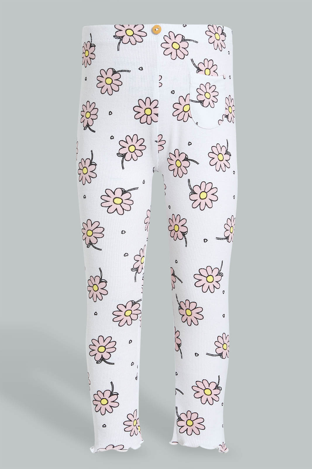 Redtag-White-Solid-Ribbed-Legging-Leggings-Infant-Girls-3 to 24 Months