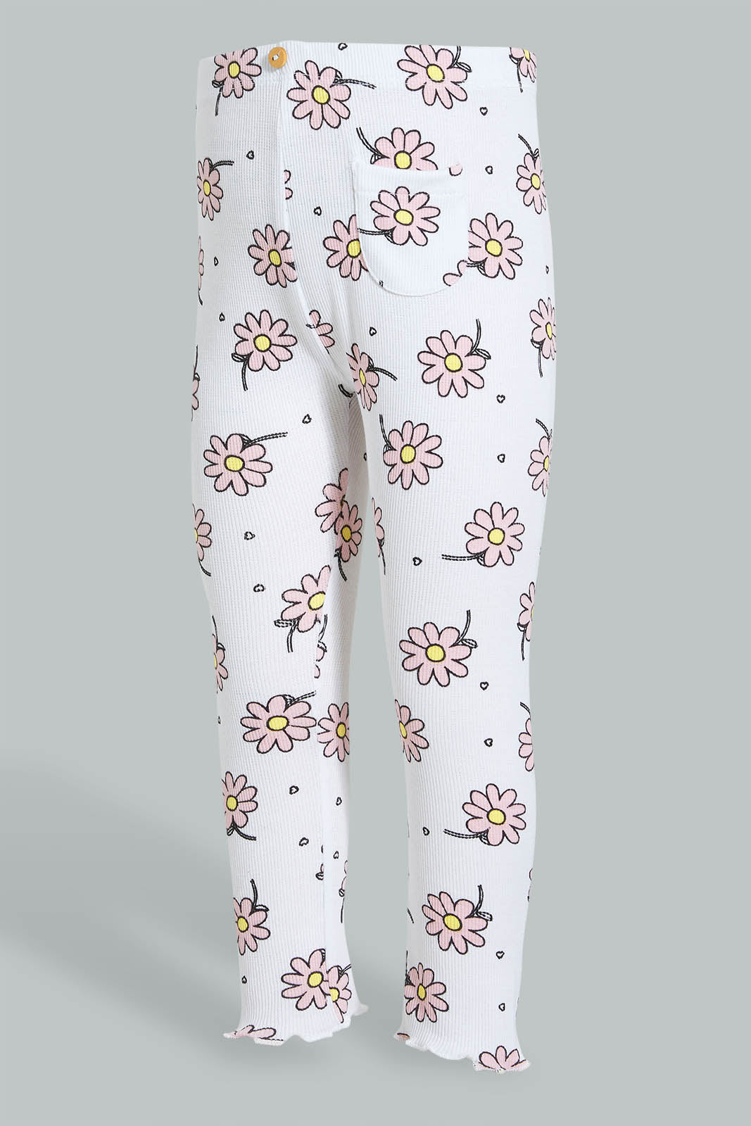 Redtag-White-Solid-Ribbed-Legging-Leggings-Infant-Girls-3 to 24 Months