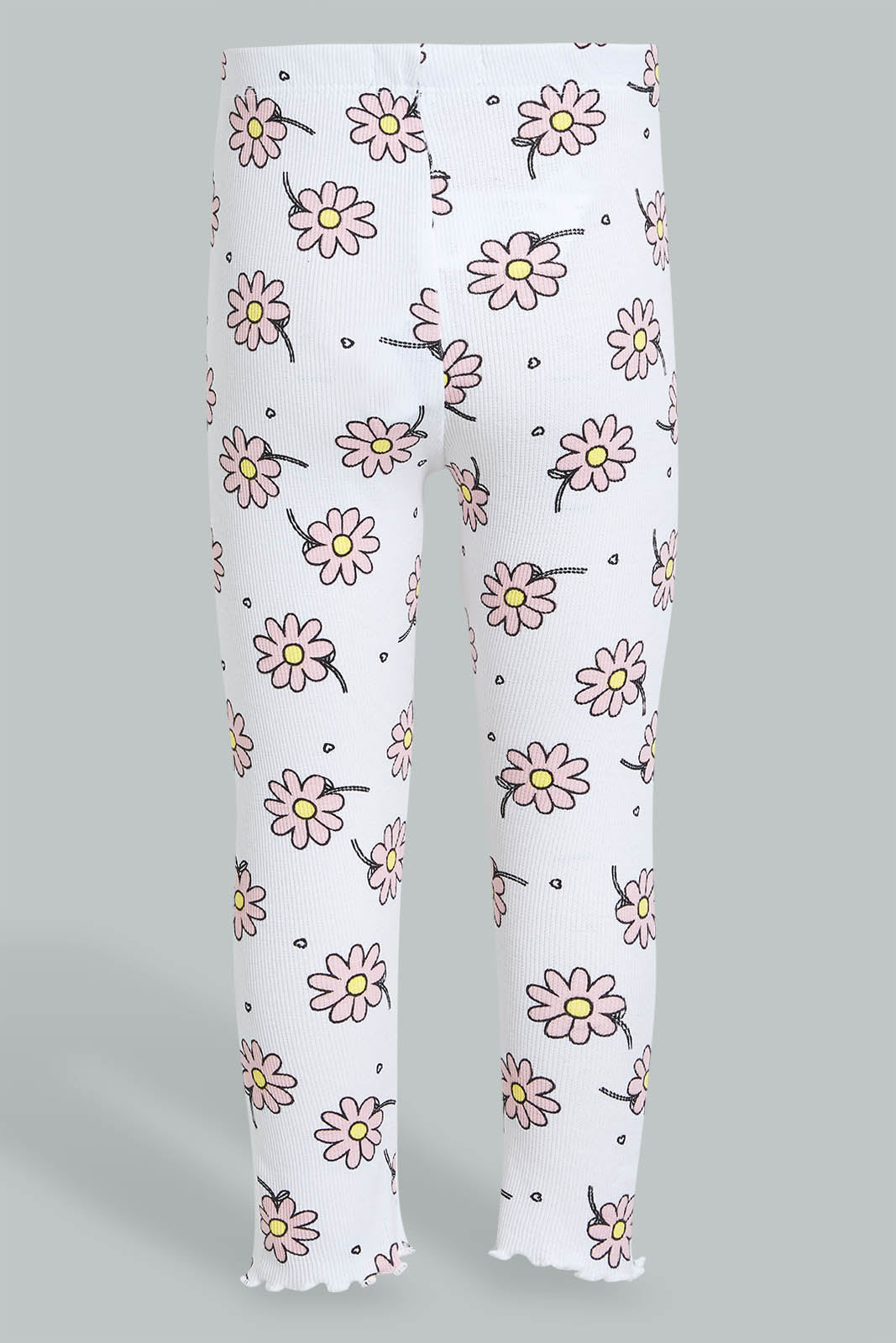 Redtag-White-Solid-Ribbed-Legging-Leggings-Infant-Girls-3 to 24 Months