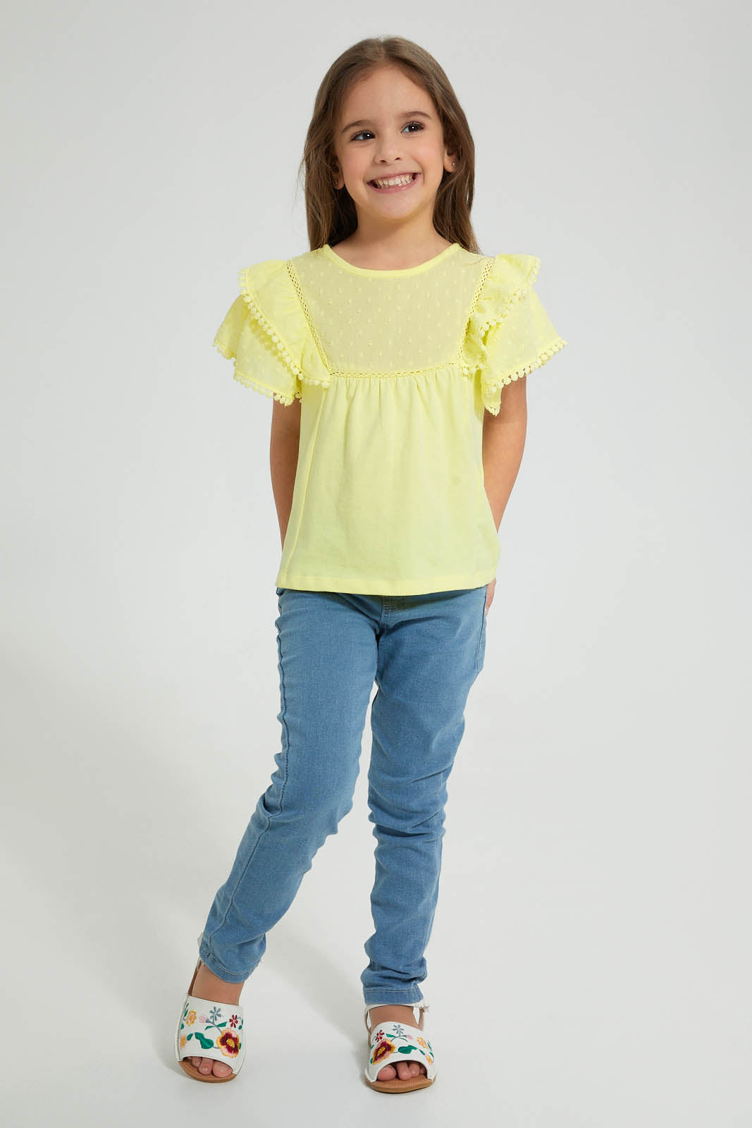 Redtag-Yellow-Sleeve-Blouse-Colour:Yellow,-Filter:Girls-(2-to-8-Yrs),-Girls-Blouses,-New-In,-New-In-GIR,-Non-Sale,-S22B,-Section:Kidswear-Girls-2 to 8 Years
