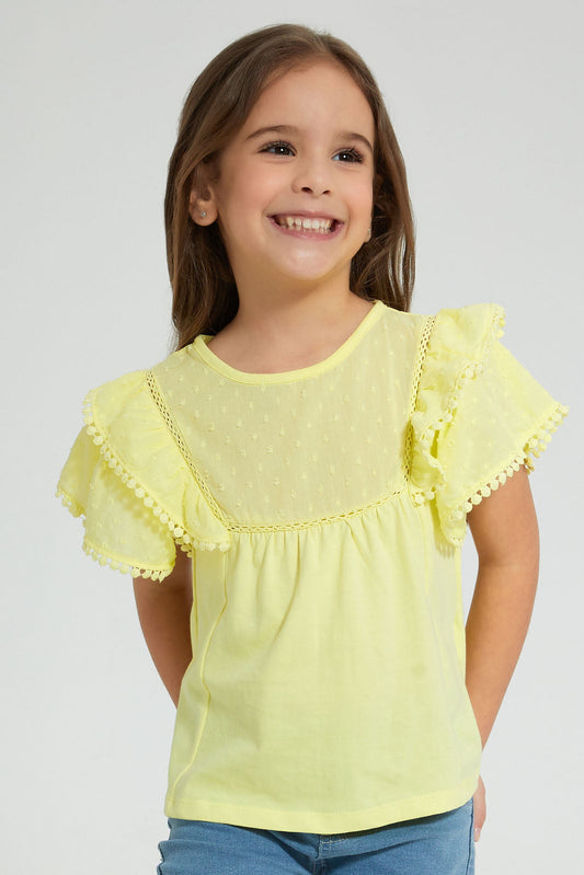 Redtag-Yellow-Sleeve-Blouse-Colour:Yellow,-Filter:Girls-(2-to-8-Yrs),-Girls-Blouses,-New-In,-New-In-GIR,-Non-Sale,-S22B,-Section:Kidswear-Girls-2 to 8 Years