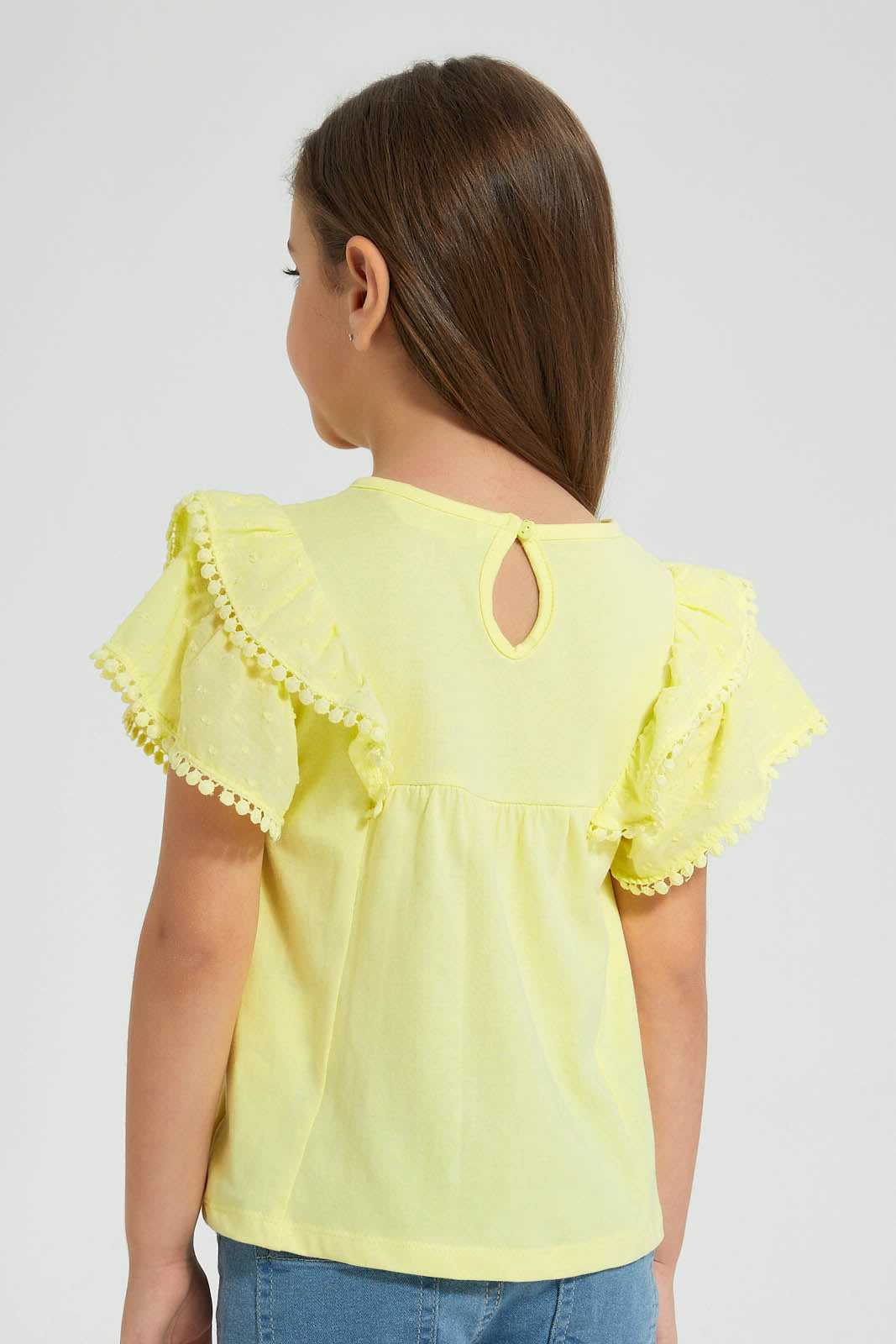 Redtag-Yellow-Sleeve-Blouse-Colour:Yellow,-Filter:Girls-(2-to-8-Yrs),-Girls-Blouses,-New-In,-New-In-GIR,-Non-Sale,-S22B,-Section:Kidswear-Girls-2 to 8 Years