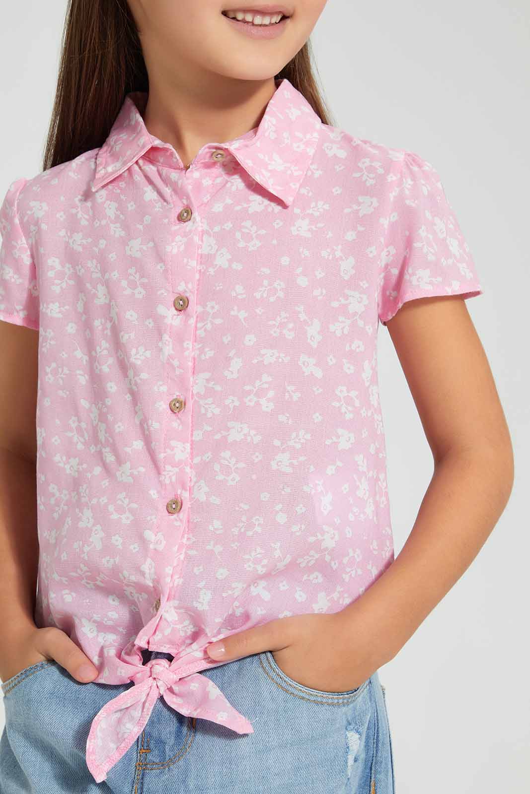 Redtag-Pink-Printed-Blouse-Blouses-Girls-2 to 8 Years