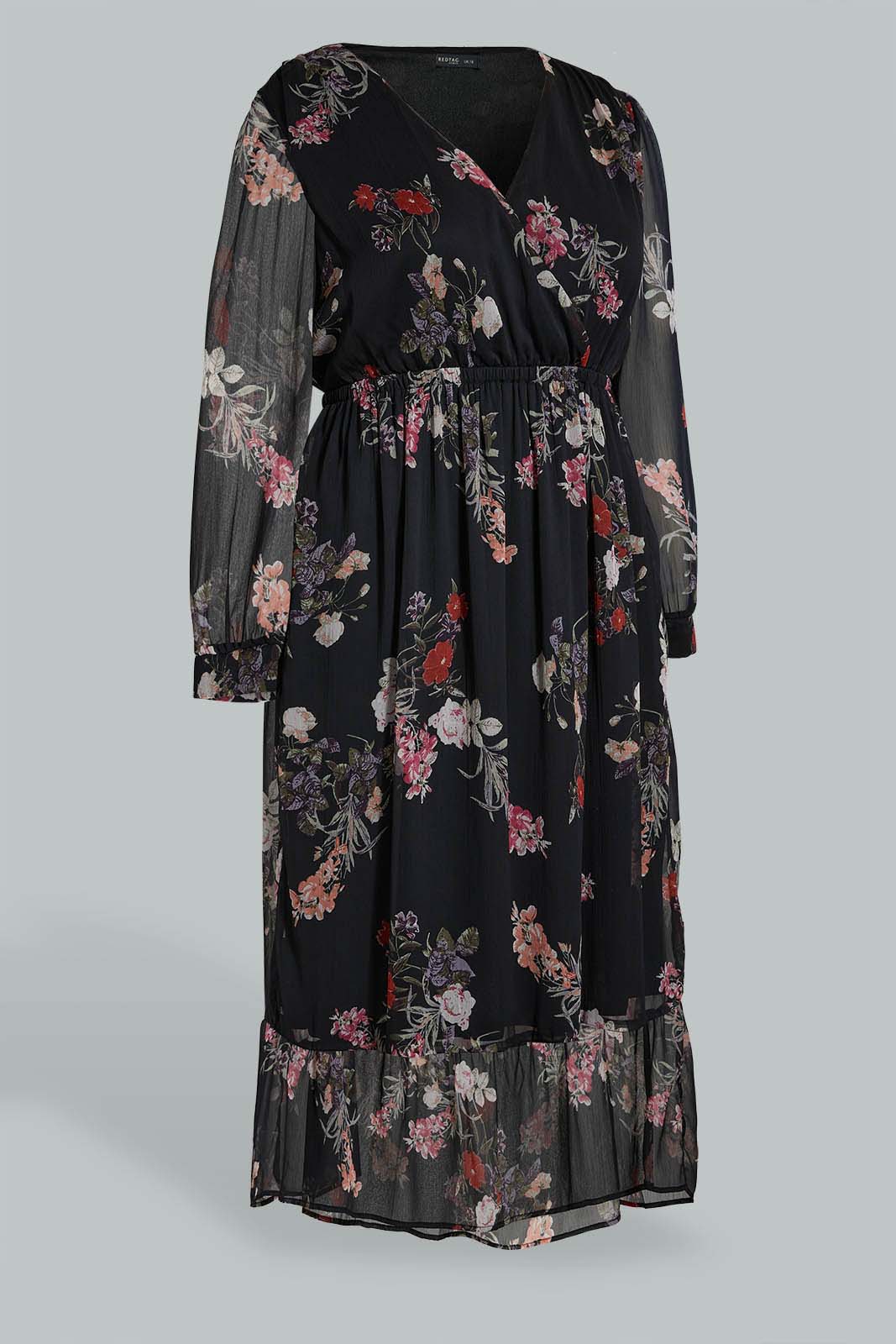 Redtag-Black-Floral-Print-Wrap-Midi-Dresses-Women's-