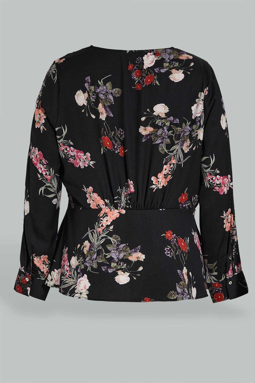 Redtag-Black-Floral-Print-Wrap-Top-Blouses-Women's-
