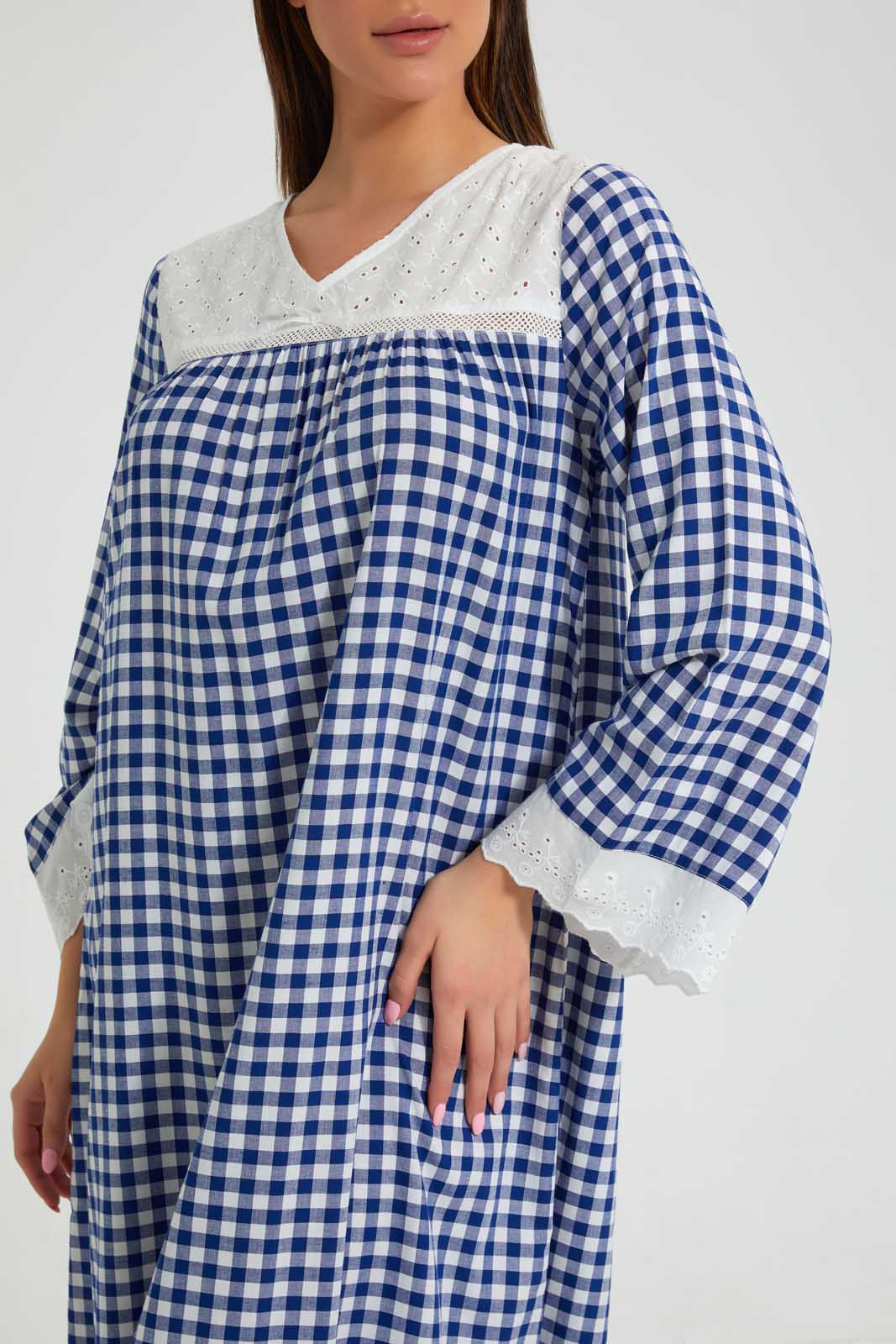 Redtag-Check-Printed-Nightgown-Nightgowns-Women's-