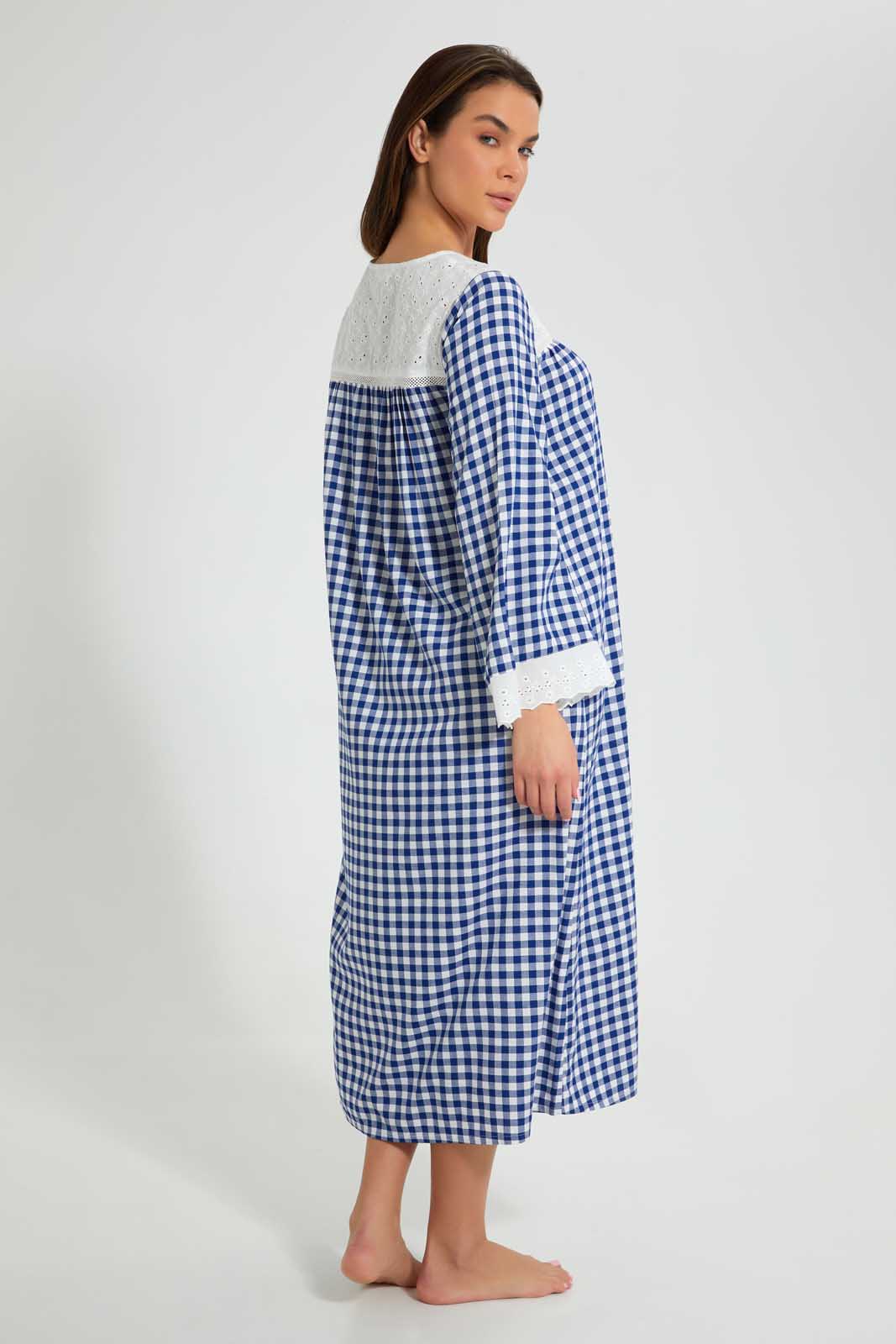 Redtag-Check-Printed-Nightgown-Nightgowns-Women's-