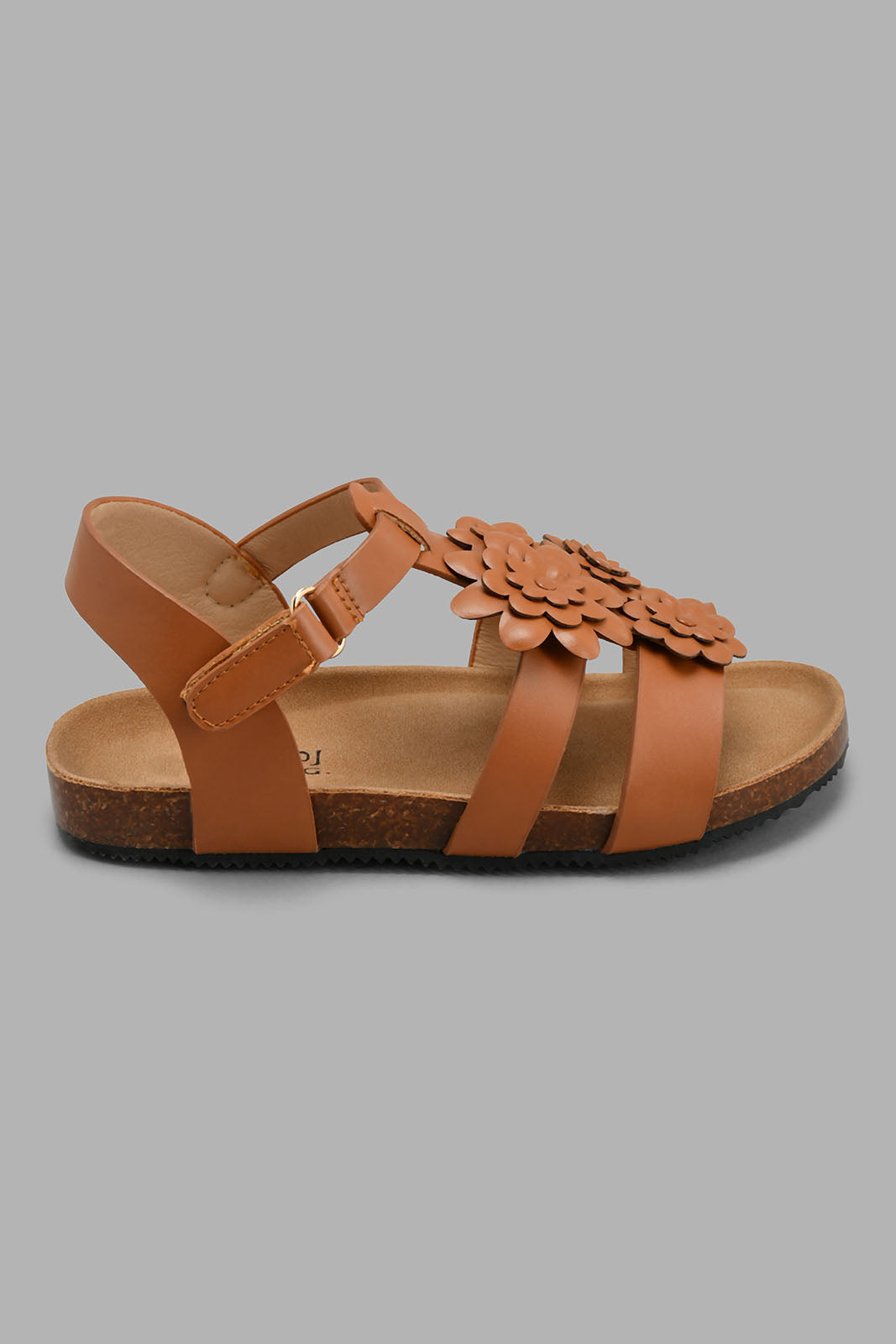 Redtag-Brown-Floral-Cork-Sandal-Sandals-Girls-3 to 5 Years