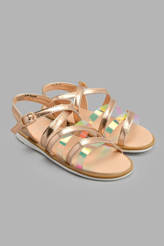 Redtag-Copper-Strappy-Sandal-Casual-Sandals-Girls-3 to 5 Years