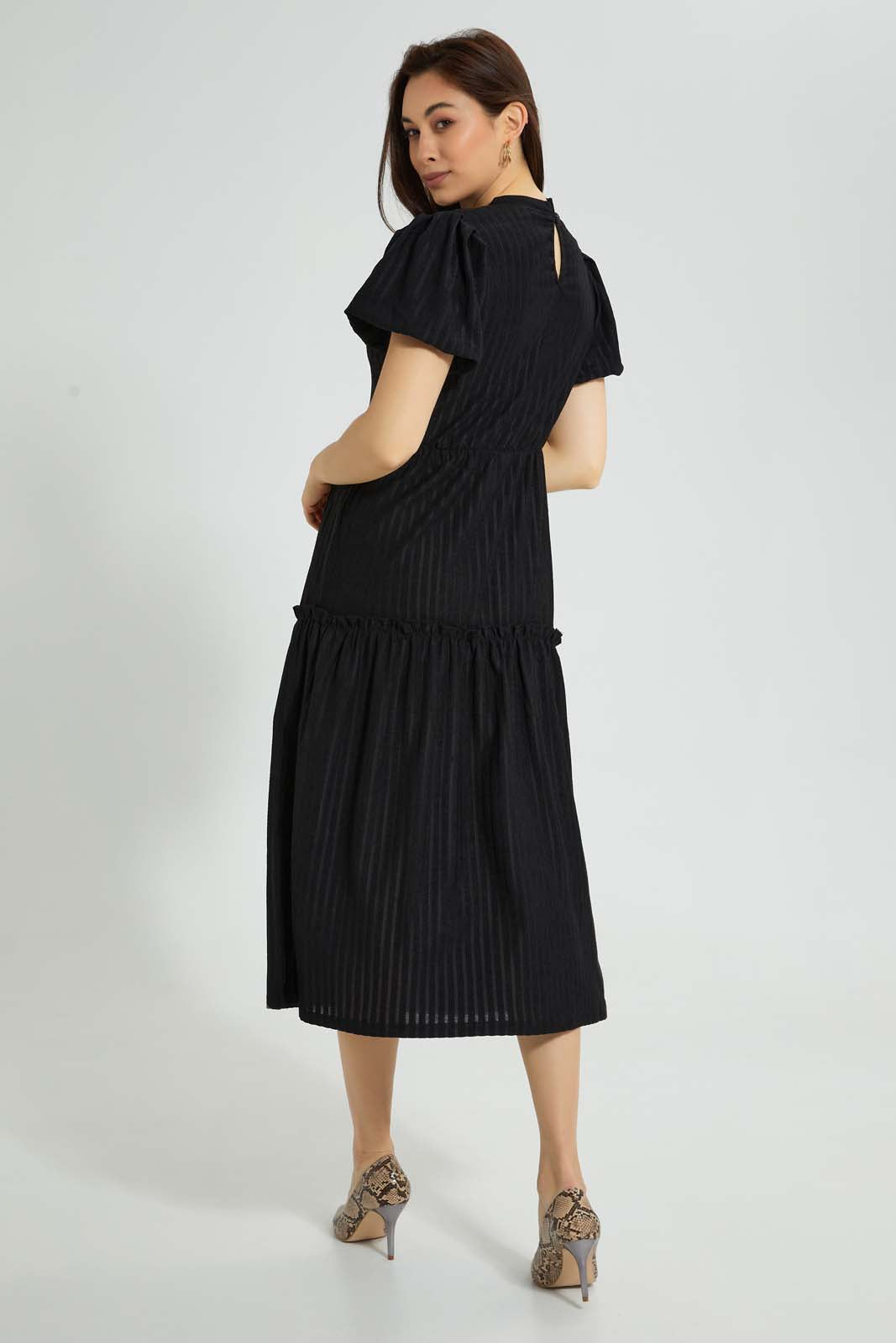 Redtag-Green-Tiered-Rib-Dress-Dresses-Women's-