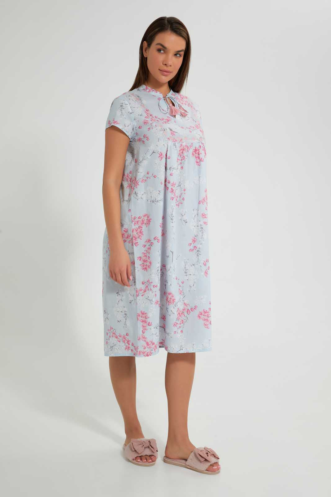Redtag-Pale-Blue-Floral-Printed-Nightgown-Nightgowns-Women's-