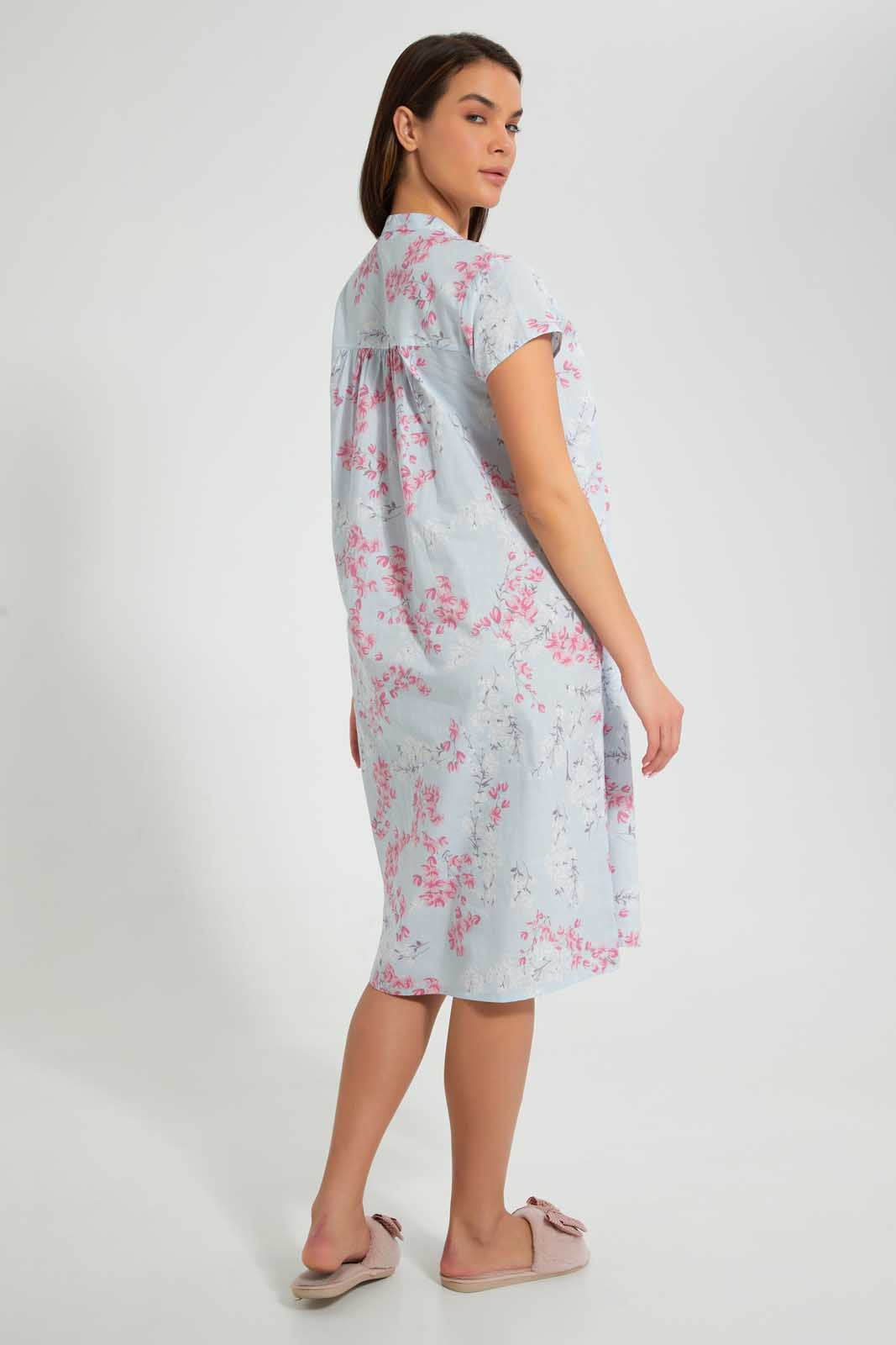 Redtag-Pale-Blue-Floral-Printed-Nightgown-Nightgowns-Women's-