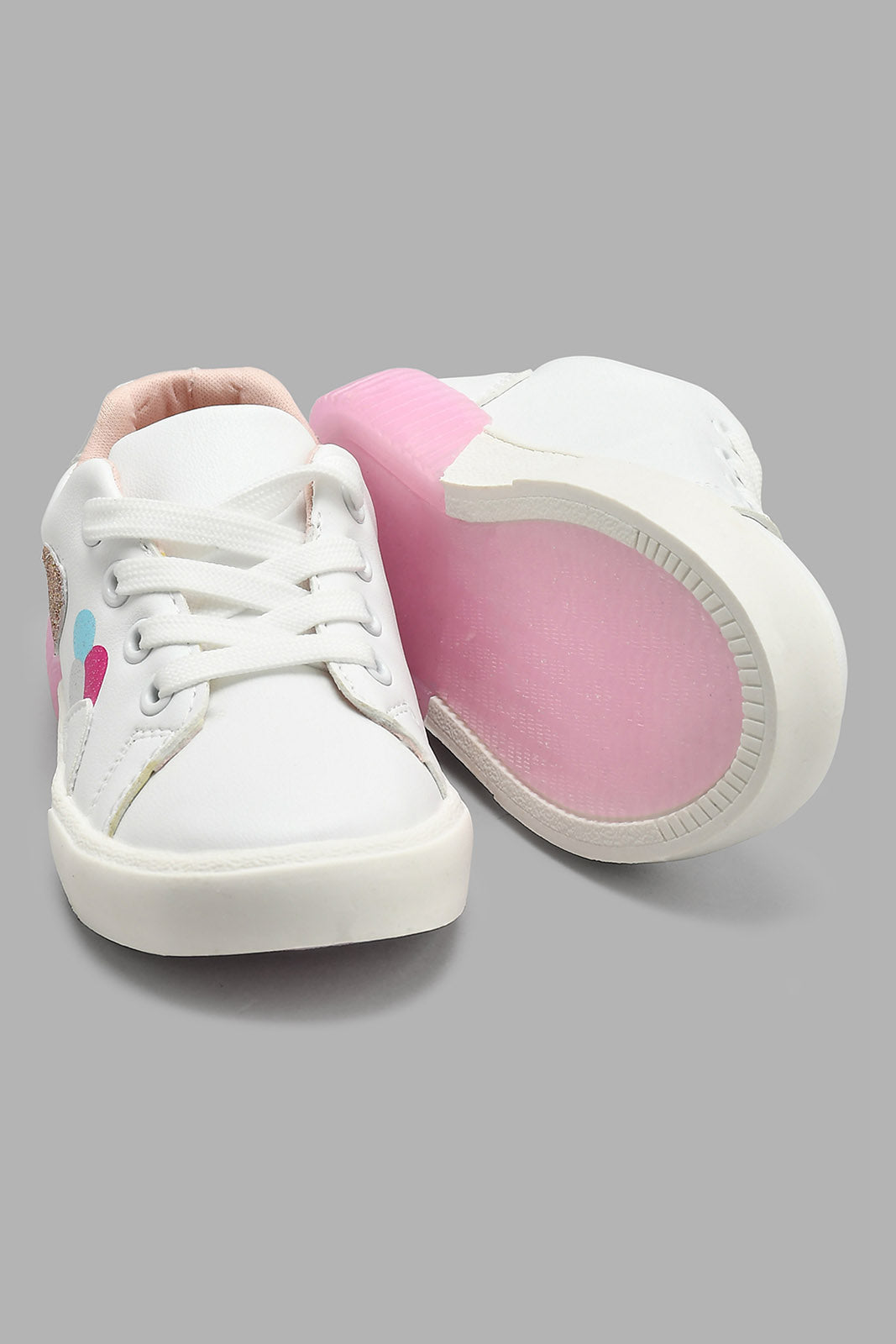 Redtag-White-Ice-Cream-Trim-Sneaker-Sneakers-Girls-3 to 5 Years