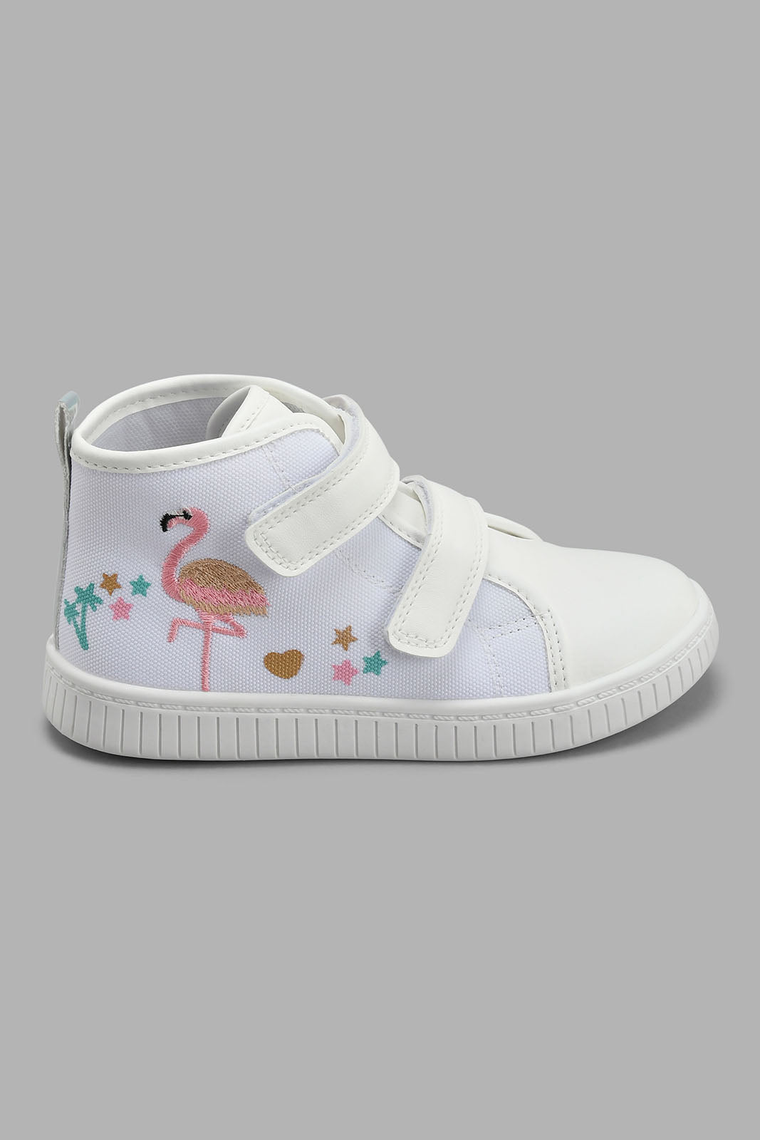 Redtag-White-Swan-High-Top-Sneaker-Sneakers-Girls-3 to 5 Years