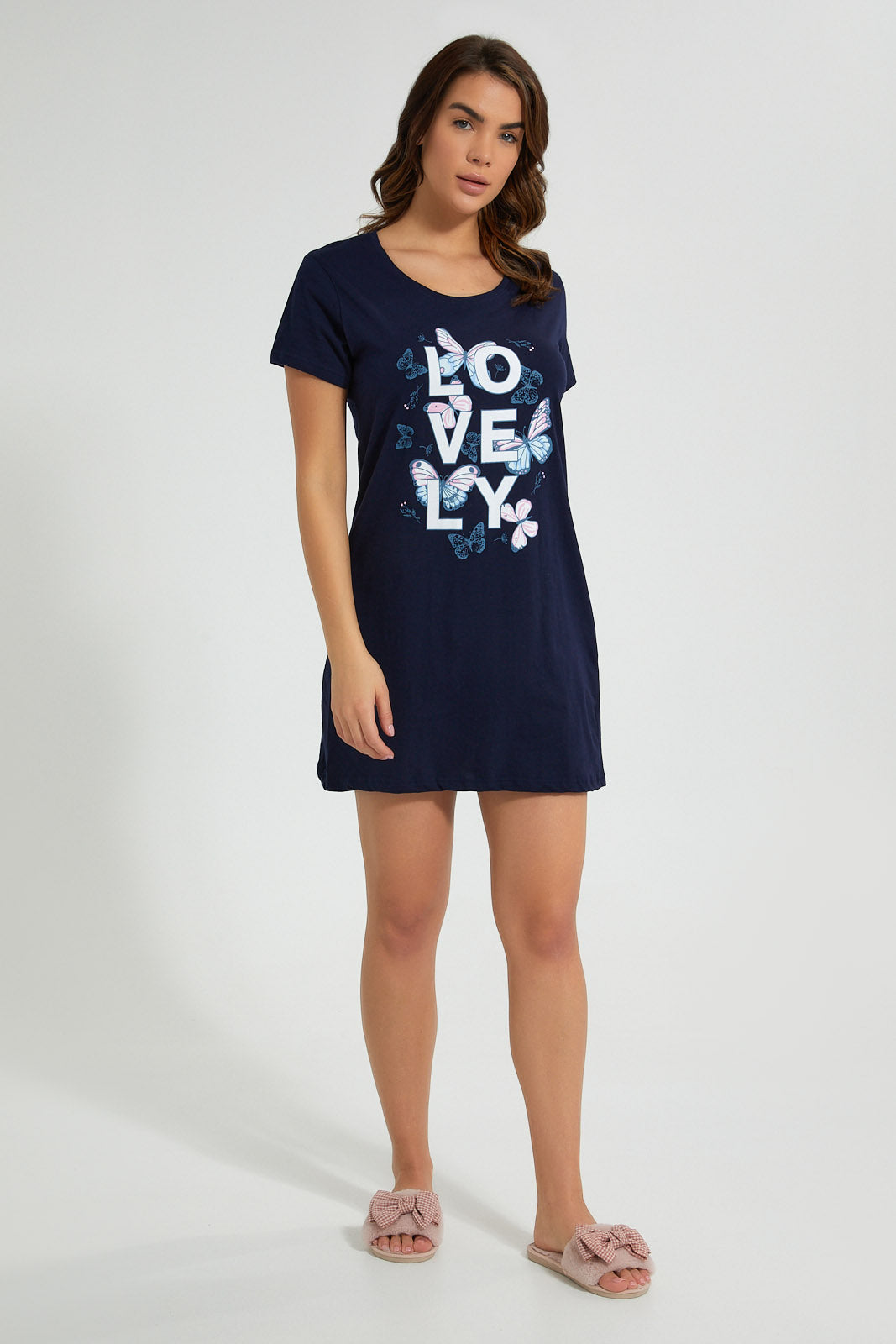 Redtag-Blue-Heart-Printed-NighT-Shirt-Nightshirts-Women's-