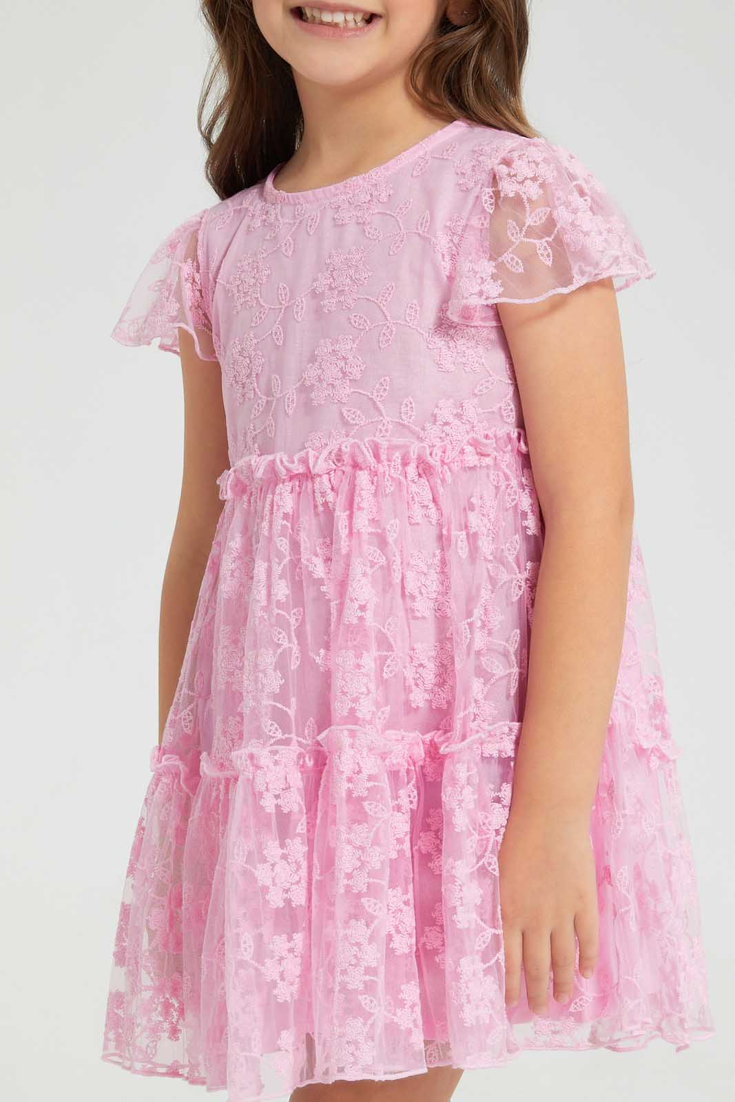 Redtag-Lace-Dress-Colour:Pink,-Filter:Girls-(2-to-8-Yrs),-Girls-Dresses,-New-In,-New-In-GIR,-Non-Sale,-S22B,-Section:Kidswear-Girls-2 to 8 Years