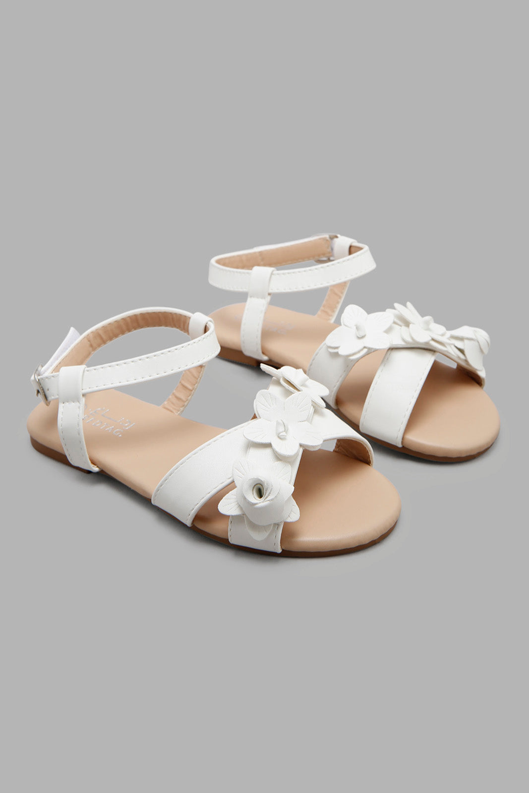 Redtag-White-Floral-Strap-Sandal-Bundle,-Category:Sandals,-Colour:White,-Deals:2-For-90,-Deals:New-In,-Filter:Girls-Footwear-(3-to-5-Yrs),-GIR-Sandals,-New-In-GIR-FOO,-S22C,-Section:Girls-(0-to-14Yrs)-Girls-3 to 5 Years