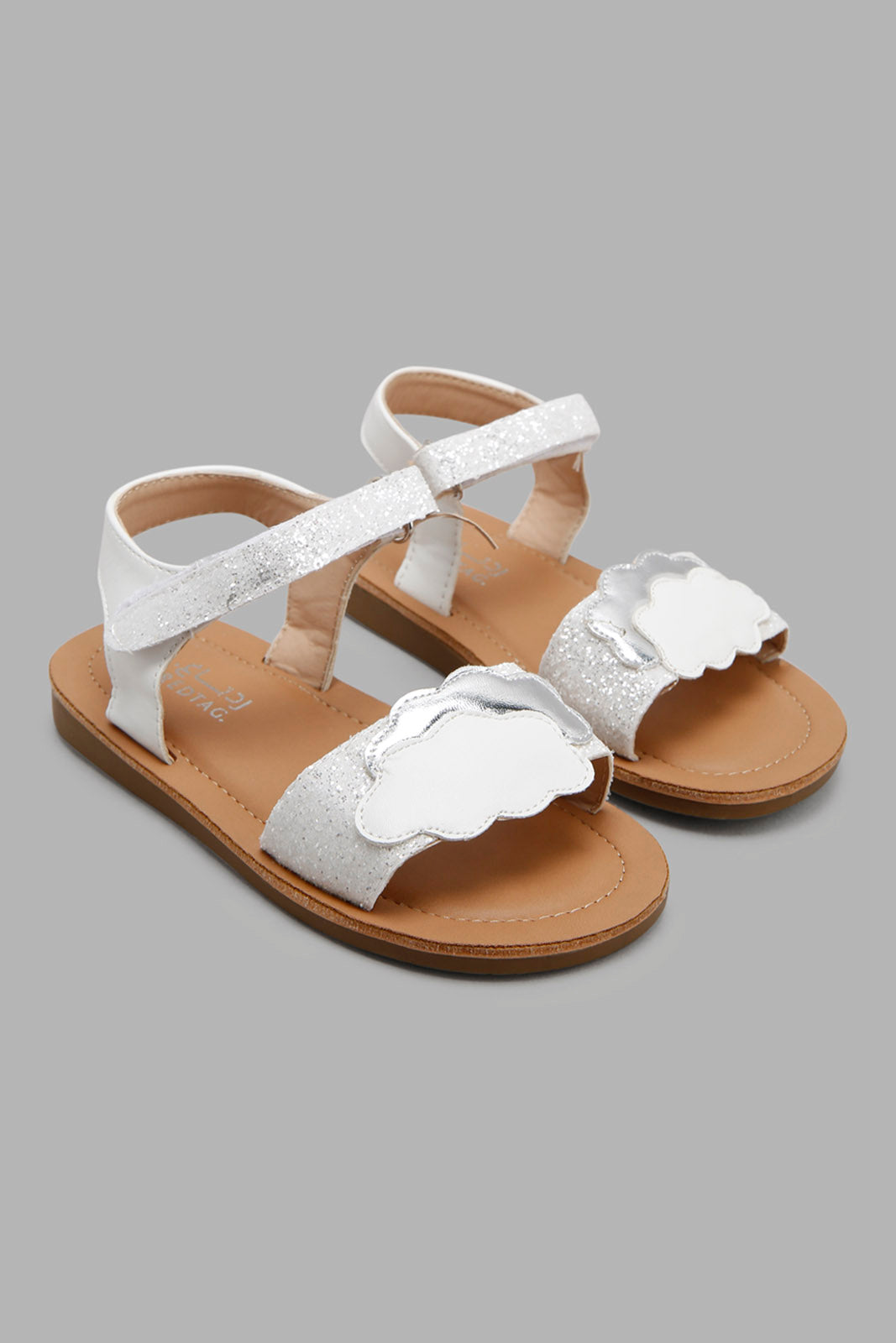 Redtag-White-Glitter-Strap-Sandal-Bundle,-Category:Sandals,-Colour:White,-Deals:2-For-90,-Deals:New-In,-Filter:Girls-Footwear-(3-to-5-Yrs),-GIR-Sandals,-New-In-GIR-FOO,-S22C,-Section:Girls-(0-to-14Yrs)-Girls-3 to 5 Years