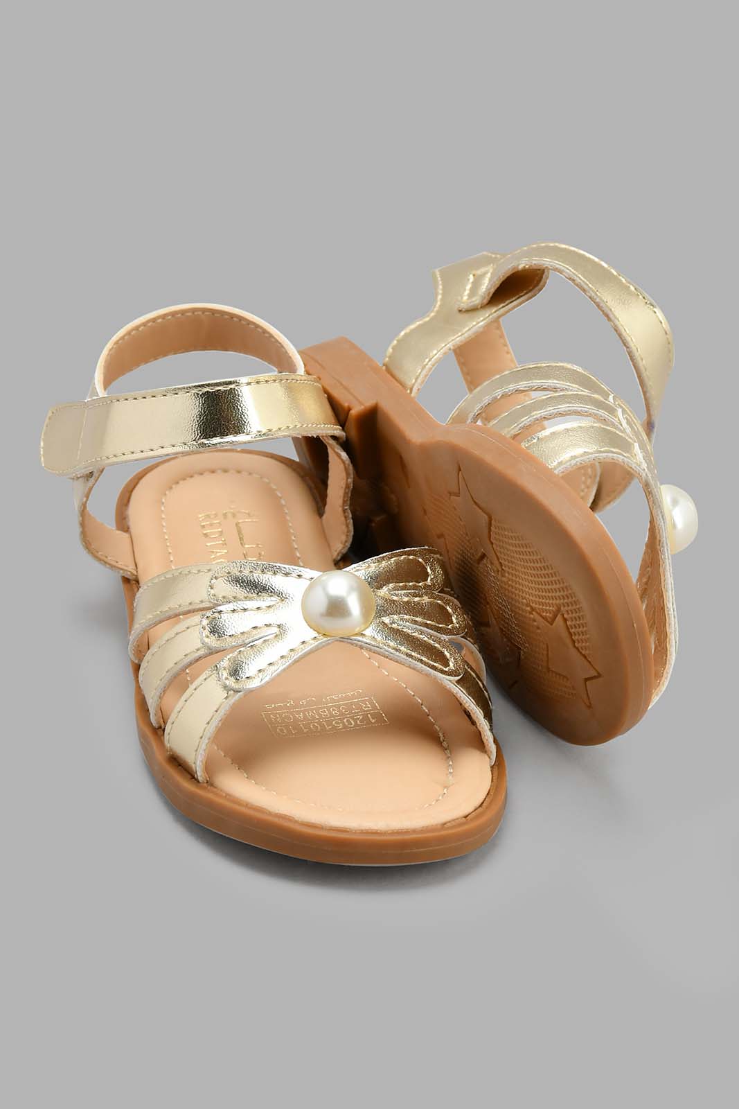 Redtag-Gold-Pearl-Sandal-Sandals-Girls-3 to 5 Years