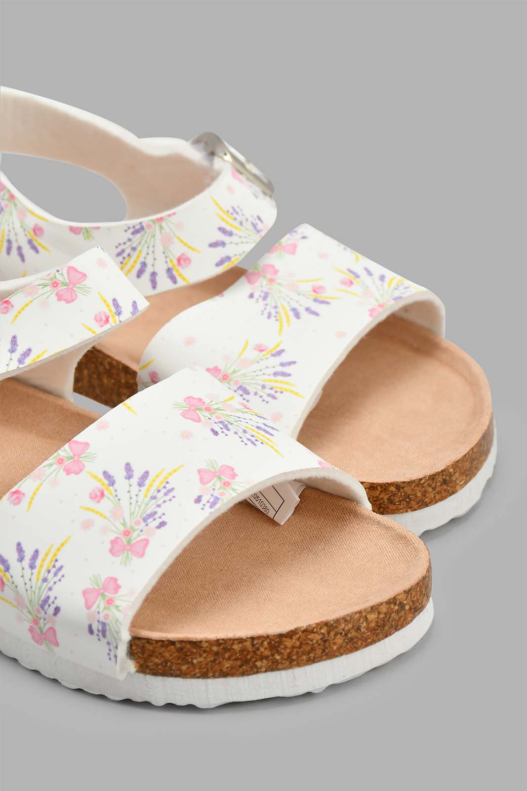 Redtag-White-Floral-Print-Cork-Sandal-Cork-Girls-3 to 5 Years