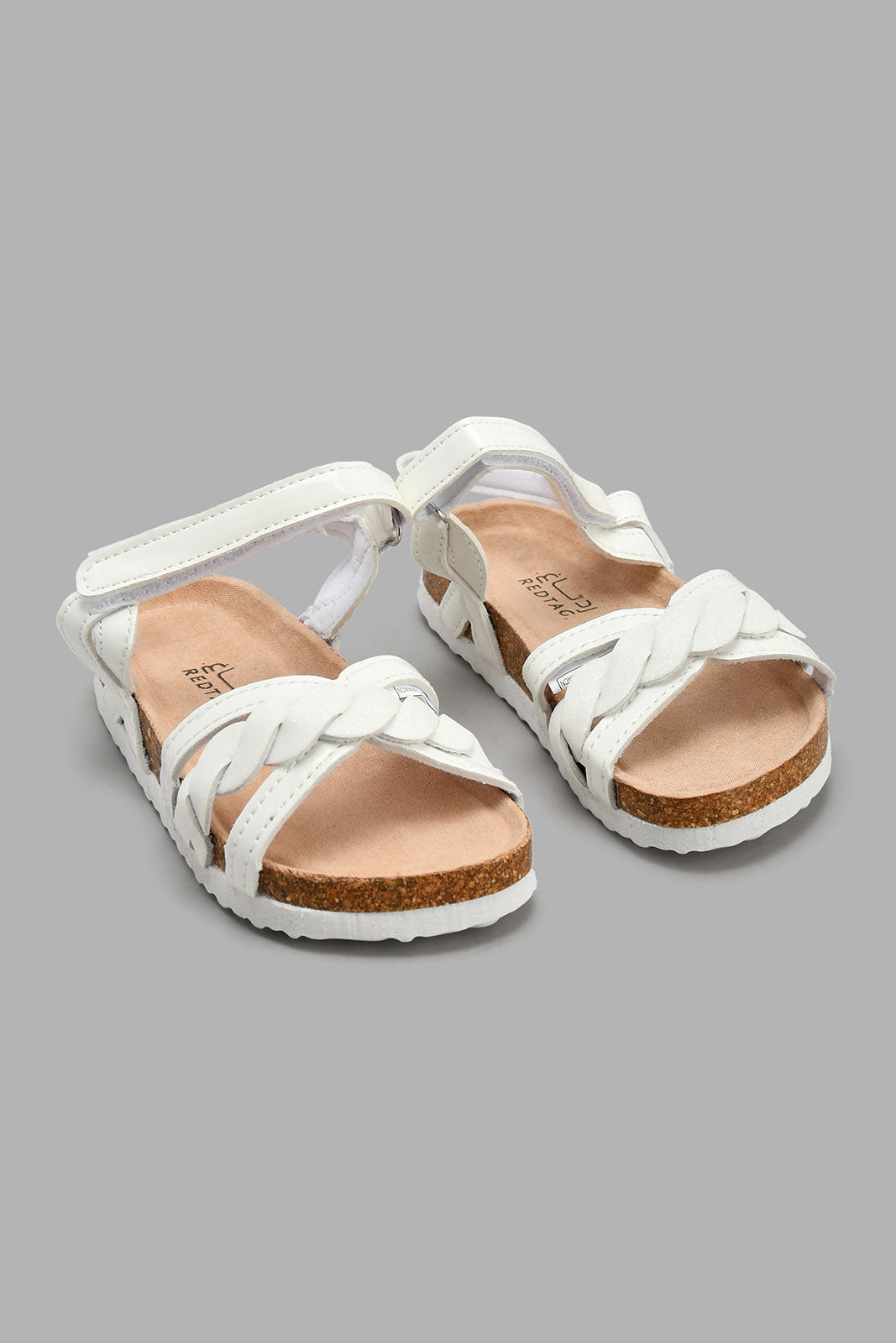 Redtag-White-Braided-Cork-Sandal-Cork-Girls-3 to 5 Years