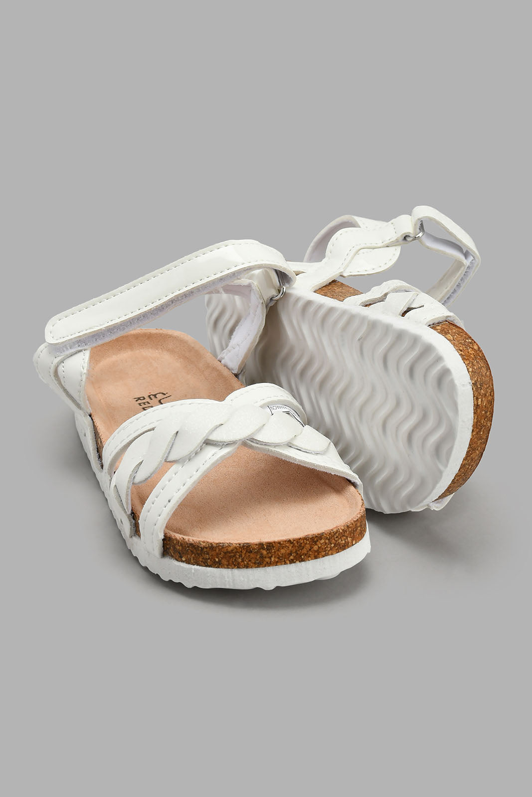 Redtag-White-Braided-Cork-Sandal-Cork-Girls-3 to 5 Years