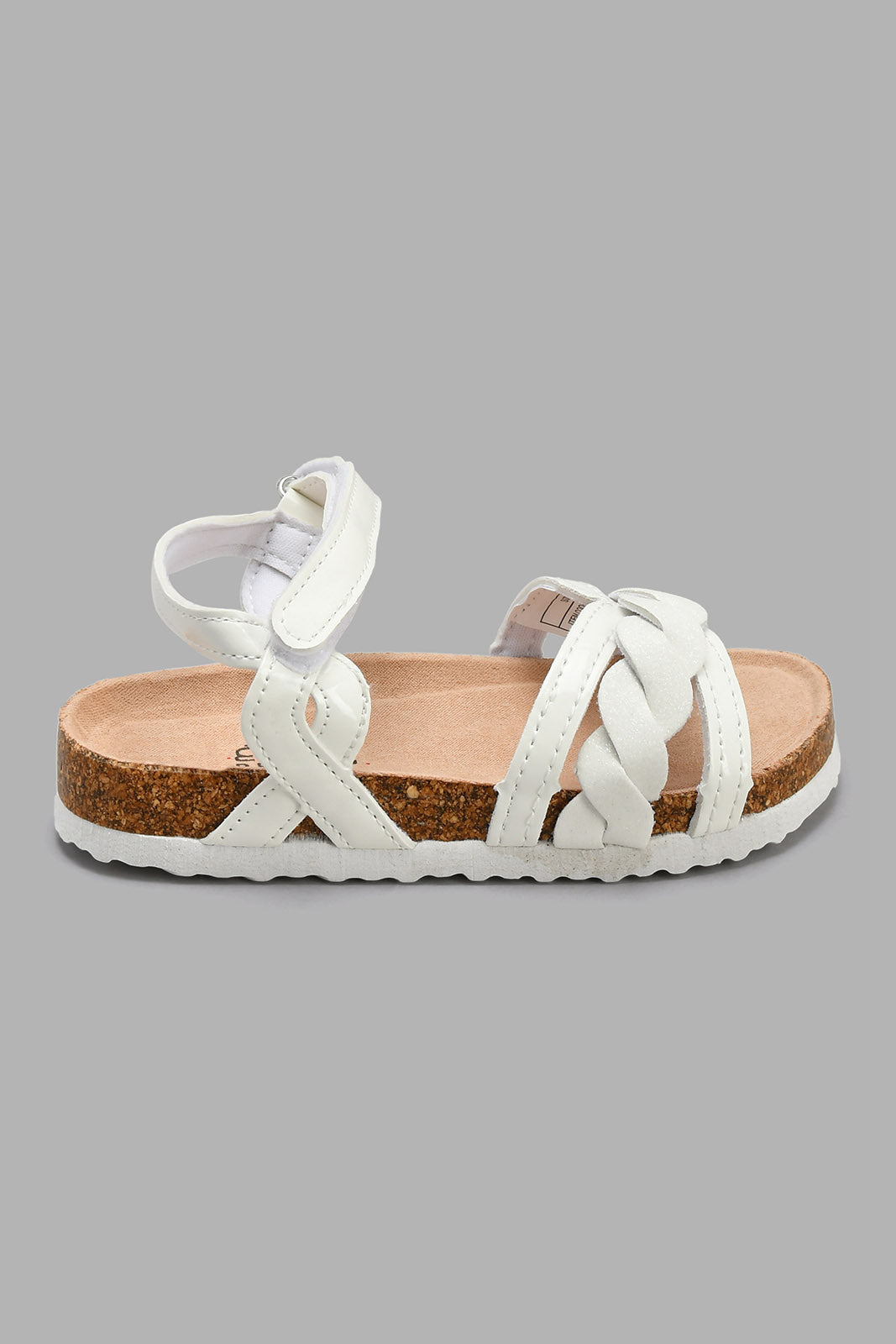 Redtag-White-Braided-Cork-Sandal-Cork-Girls-3 to 5 Years