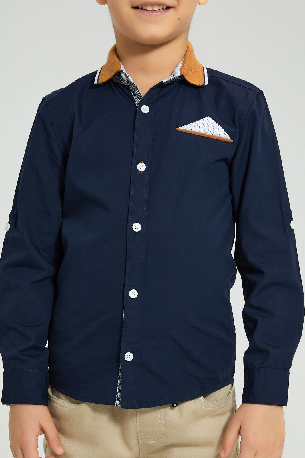 Redtag-Navy-Knitted-Collar-Long-Sleeve-Shirt-Boys-Shirts,-Colour:Navy,-Filter:Boys-(2-to-8-Yrs),-New-In,-New-In-BOY,-Non-Sale,-S22B,-Section:Kidswear-Boys-2 to 8 Years