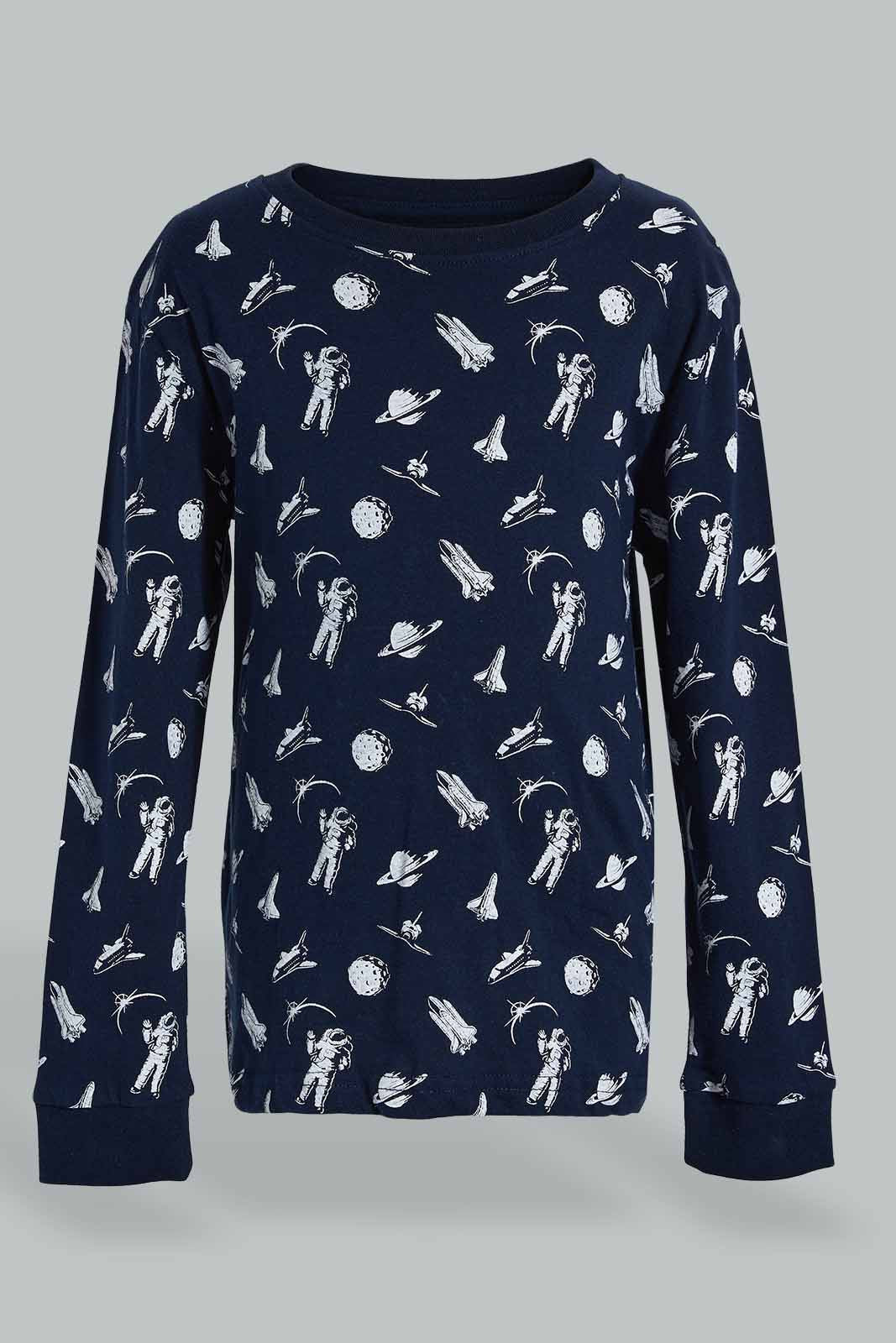 Redtag-4-Piece-Pack-Astronaut-Print-Pyjama-Set-Pyjama-Sets-Boys-2 to 8 Years